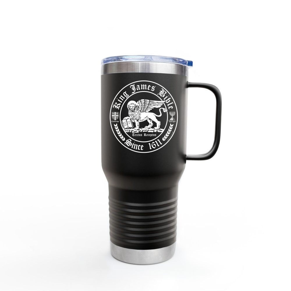 King James Bible White Lion Christian Tumbler 20oz - KJV Tumbler