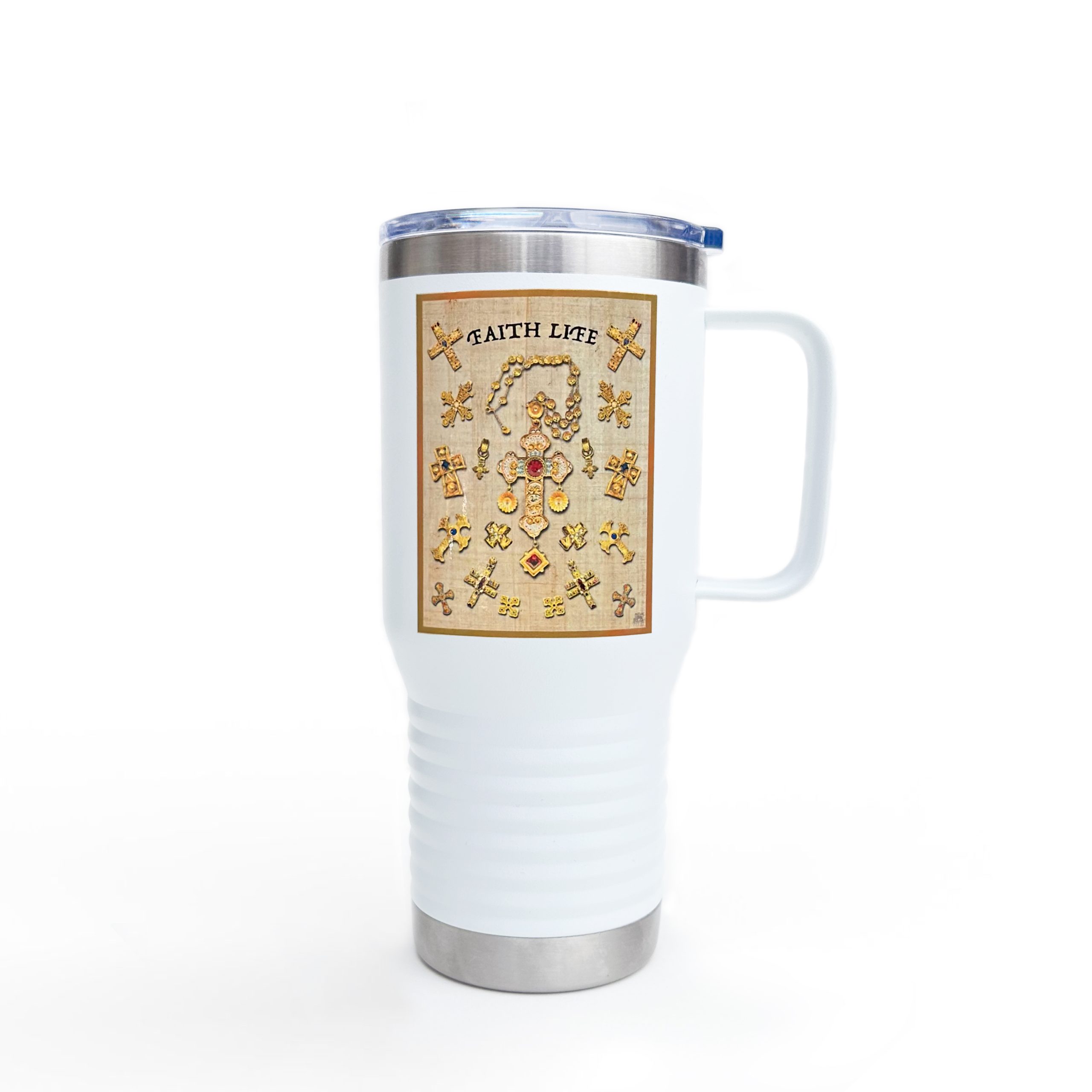 Golden Crosses: Inspirational Insulated Tumbler 20oz Halo House Golden Crosses: Inspirational Insulated Tumbler 20oz