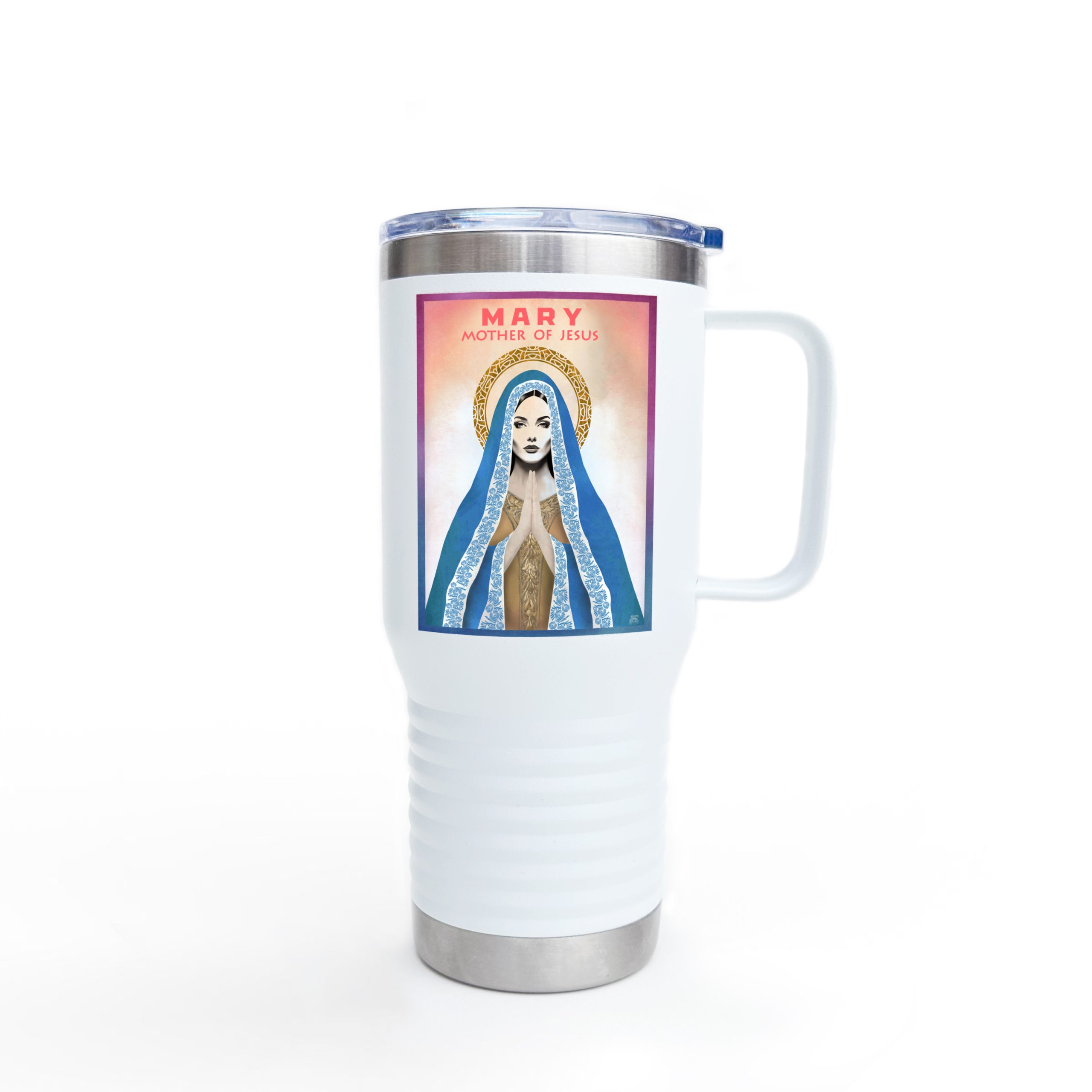 Mary Mother of Jesus: Inspirational Insulated Tumbler 20oz Halo House Mary Mother of Jesus: Inspirational Insulated Tumbler 20oz