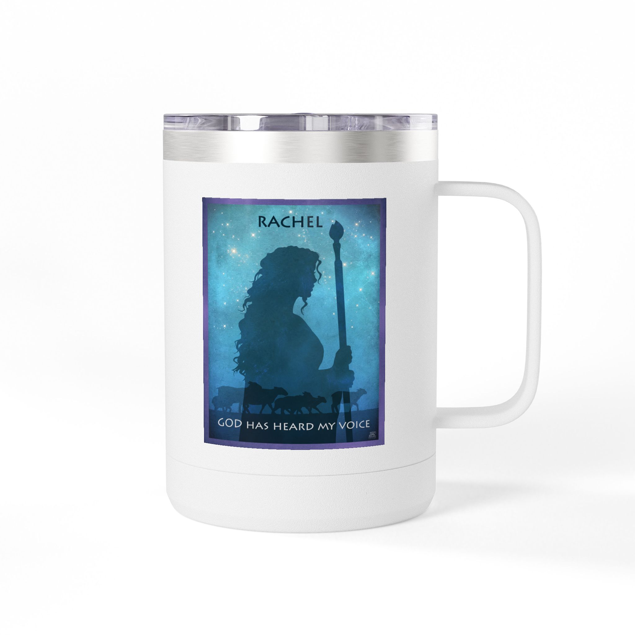 Rachel, Protector of the Flocks Christian Travel Mug - Bible Coffee Mug 15oz 1 Rachel, Protector of the Flocks Christian Travel Mug - Bible Coffee Mug 15oz