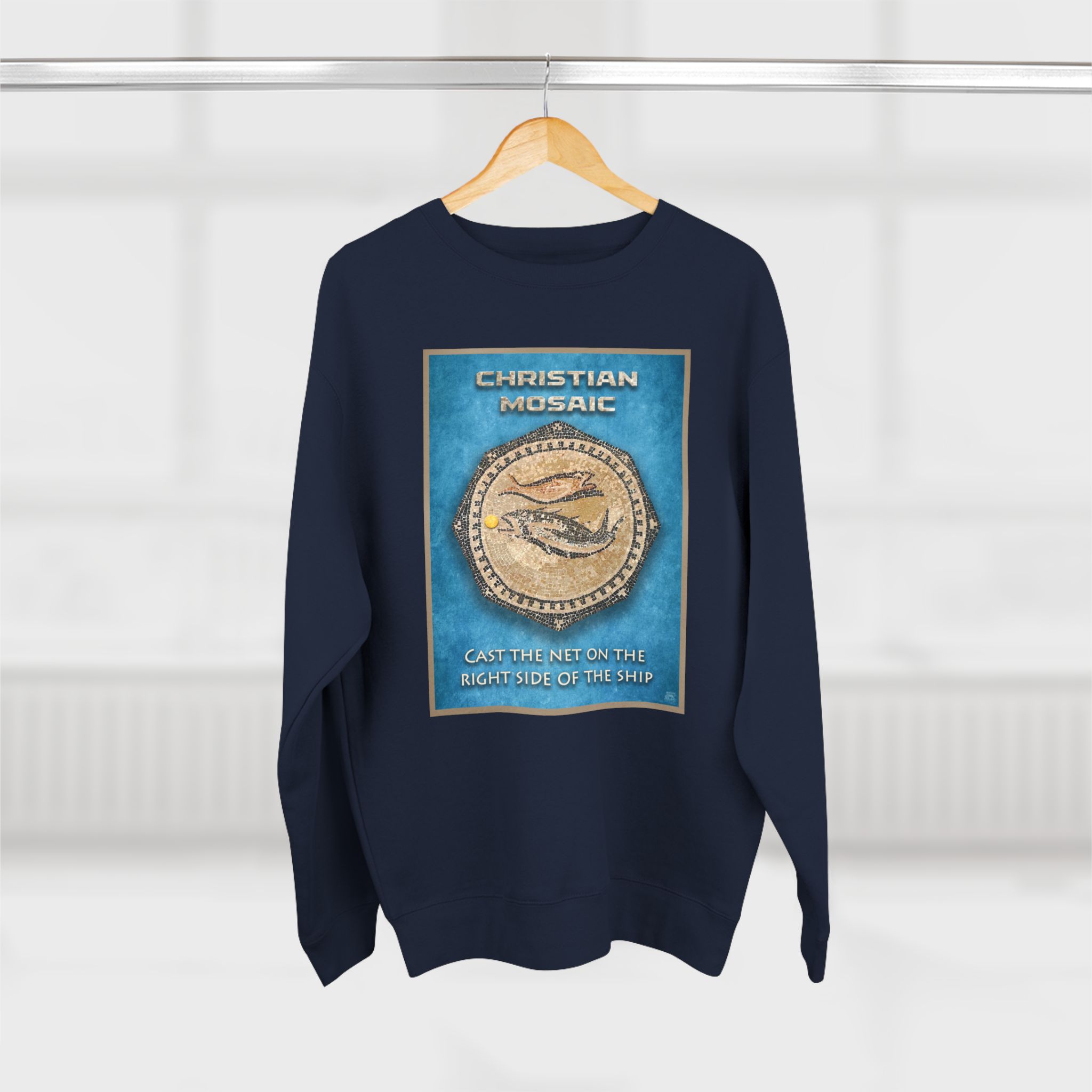 Christian Fish Blue Mosaic: Sweatshirt 14 Christian Fish Blue Mosaic: Sweatshirt - Image 14