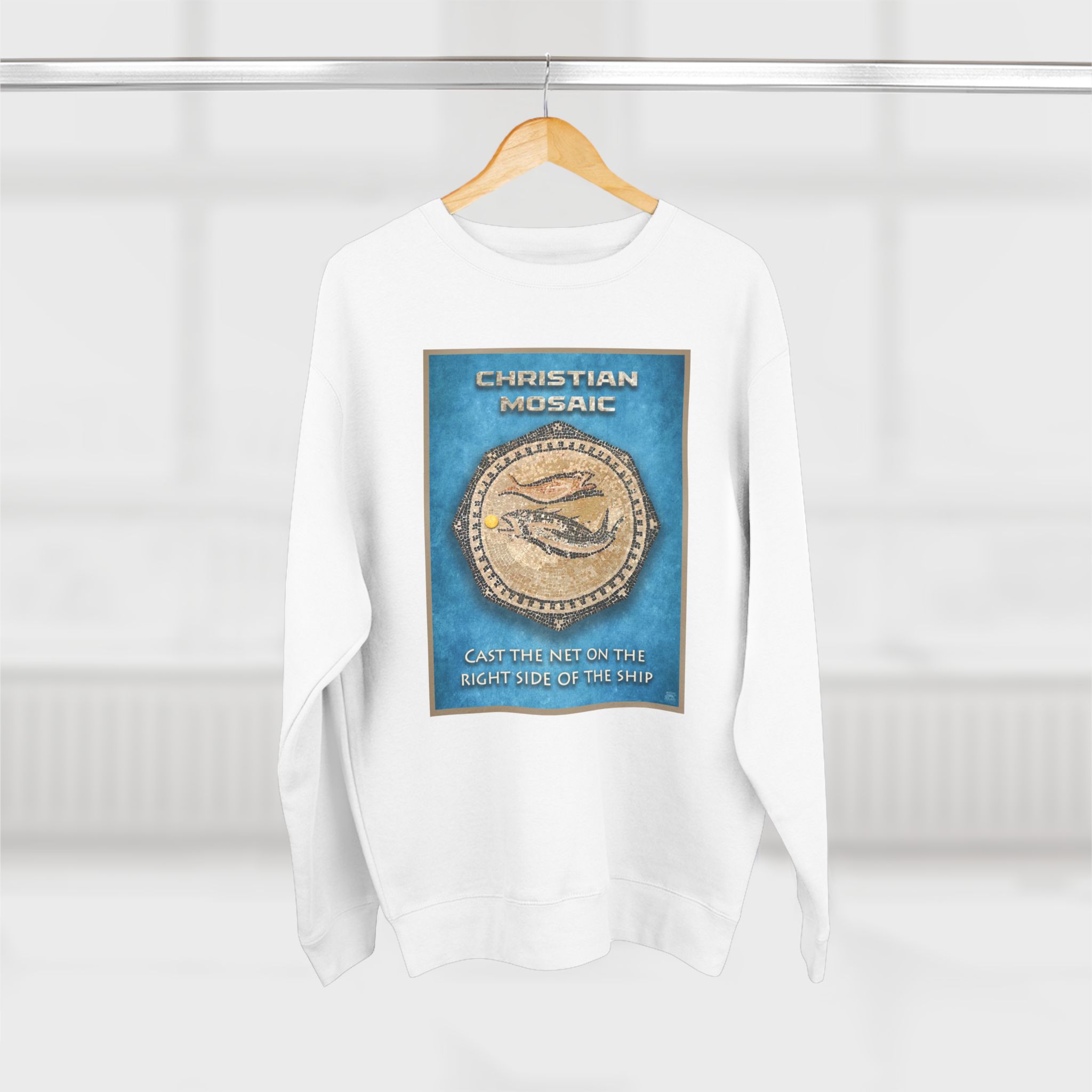 Christian Fish Blue Mosaic: Sweatshirt 17 Christian Fish Blue Mosaic: Sweatshirt - Image 17