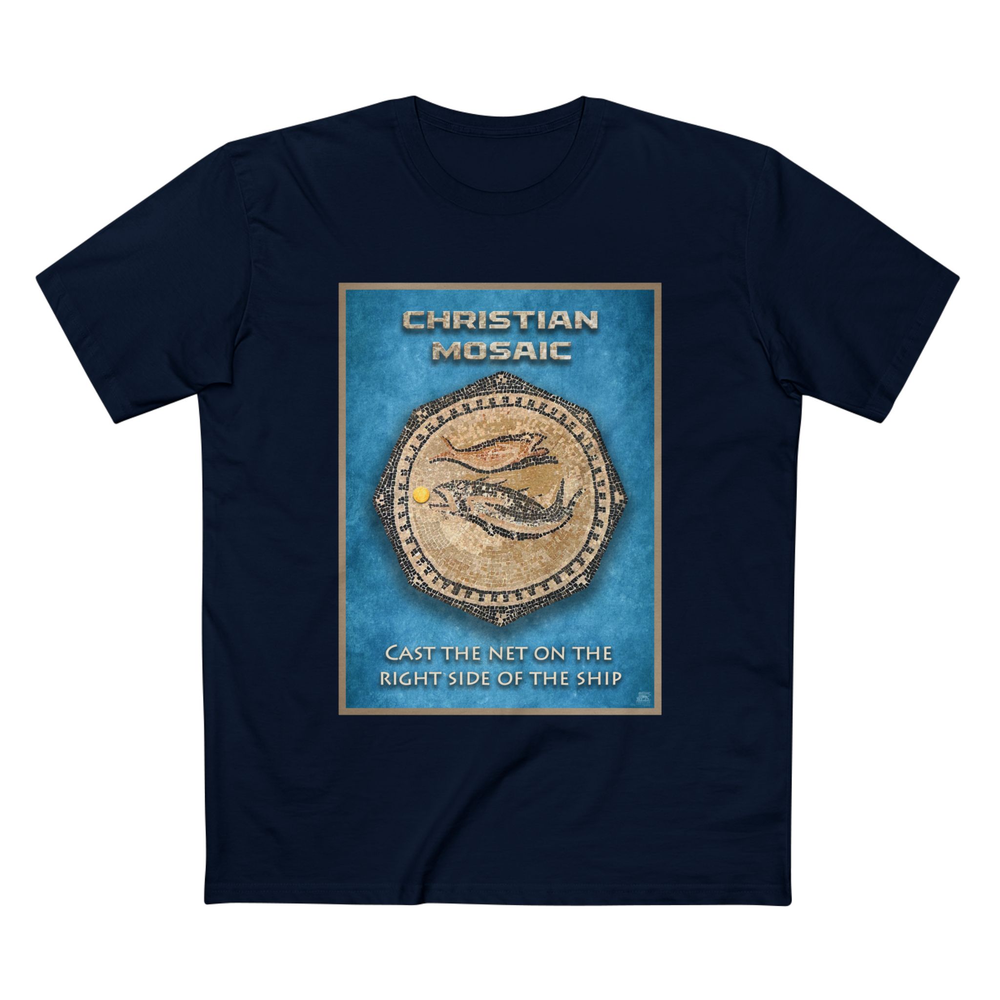 Christian Fish Blue Mosaic T-Shirt Halo House Christian Fish Blue Mosaic T-Shirt - Image 9