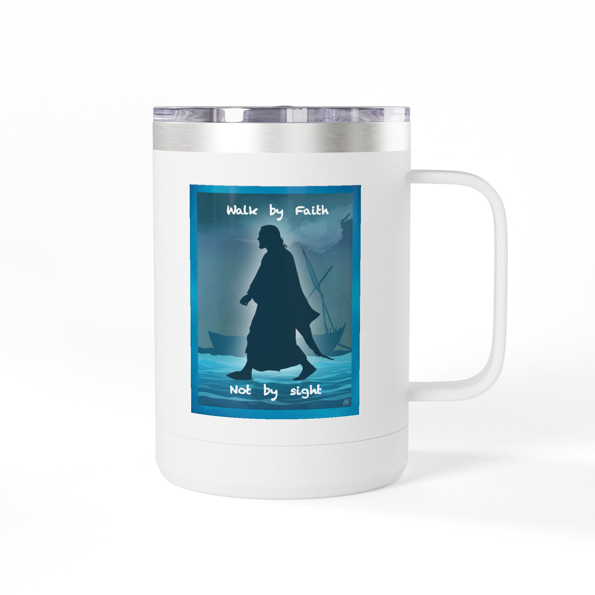 Jesus, Walk by Faith, Not by Sight Christian Travel Mug - Bible Coffee Mug 15oz 1 Jesus, Walk by Faith, Not by Sight Christian Travel Mug - Bible Coffee Mug 15oz