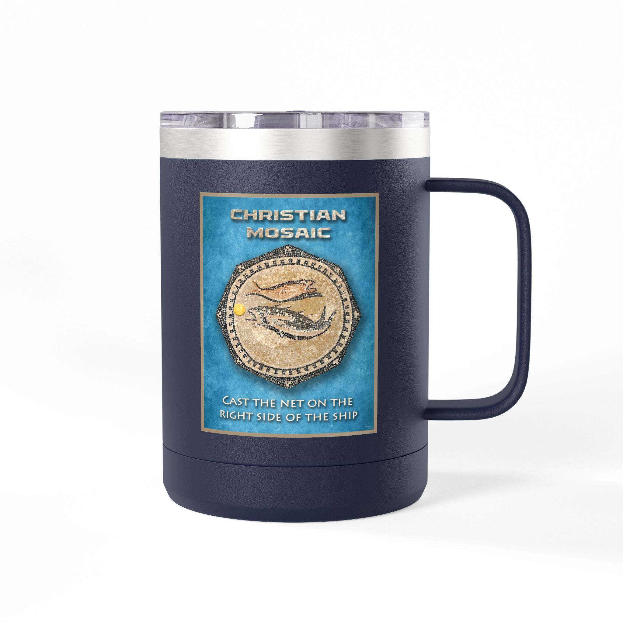 Christian Fish Historic Mosaic Travel Mug - Christian Coffee Mug 15oz 34 Christian Fish Historic Mosaic Travel Mug - Christian Coffee Mug 15oz - Image 34