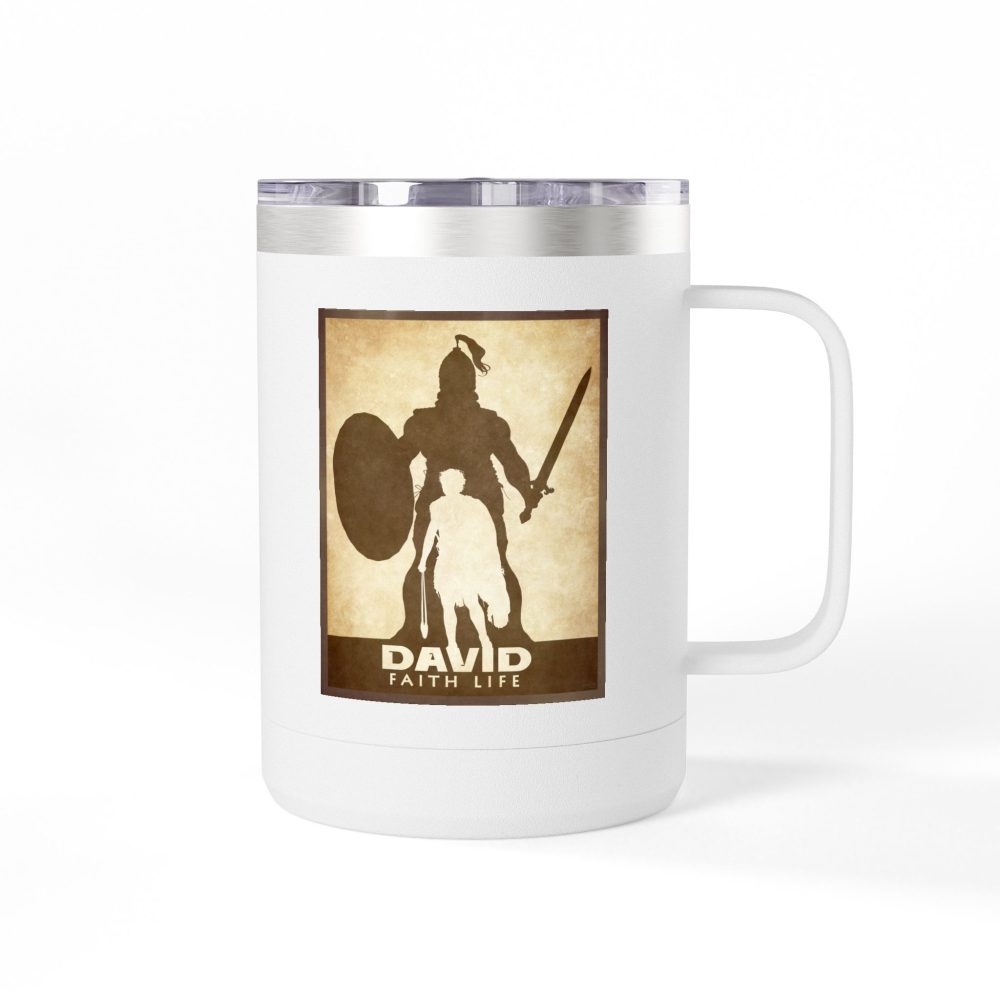 David and Goliath, Faith Life Christian Travel Mug - Bible Coffee Mug 15oz