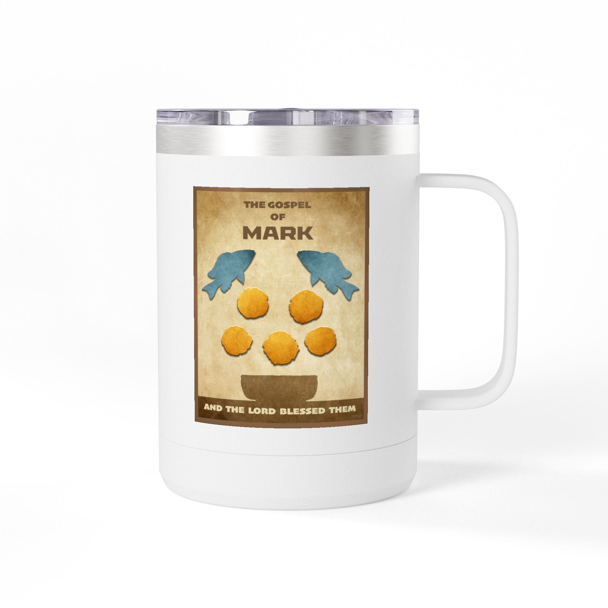 Gospel of Mark Christian Travel Mug - Bible Coffee Mug 15oz 1 Gospel of Mark Christian Travel Mug - Bible Coffee Mug 15oz