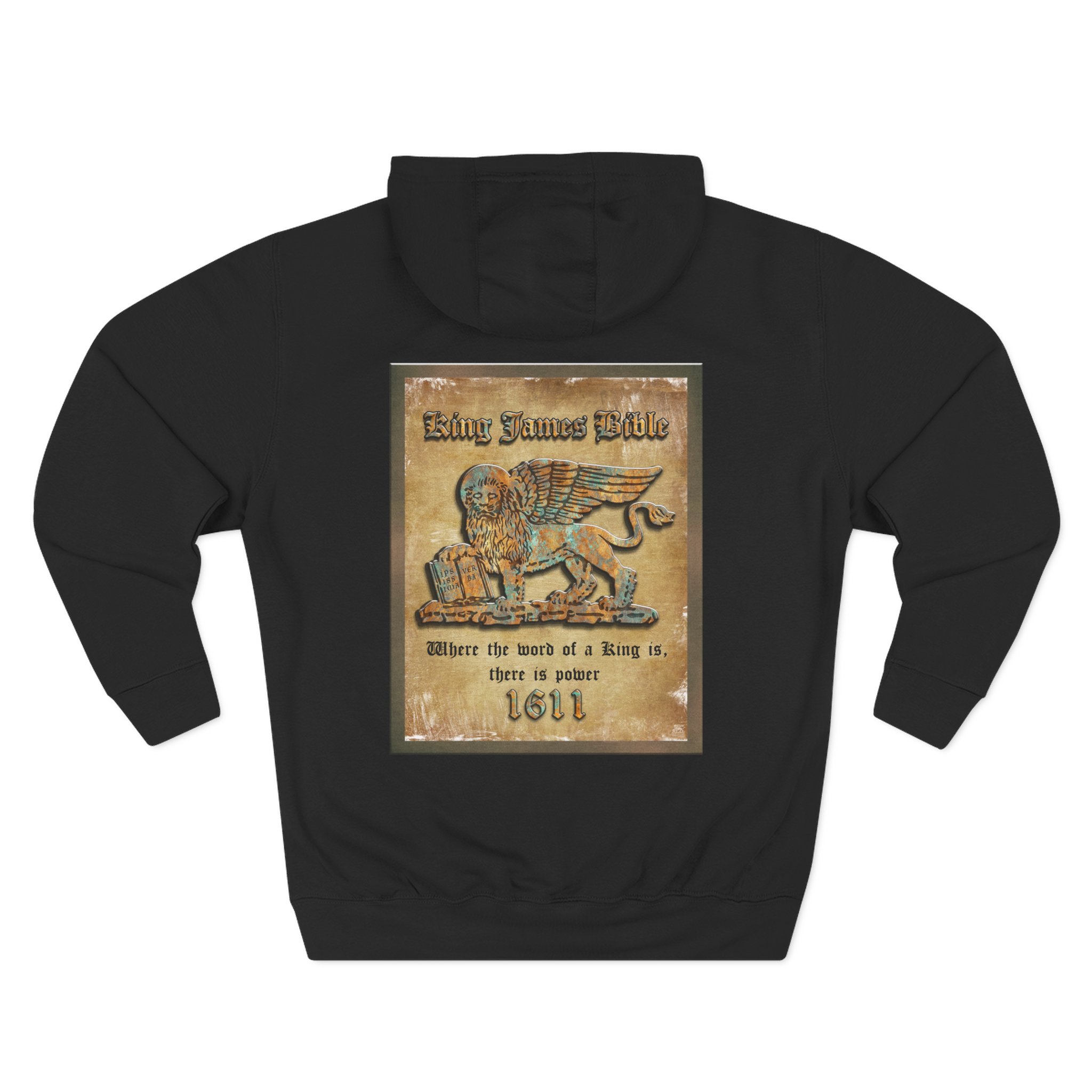 1611 King James Bible Lion Plaque Hoodie - Faith Based Hoodie Halo House 1611 King James Bible Lion Plaque Hoodie - Faith Based Hoodie - Image 7
