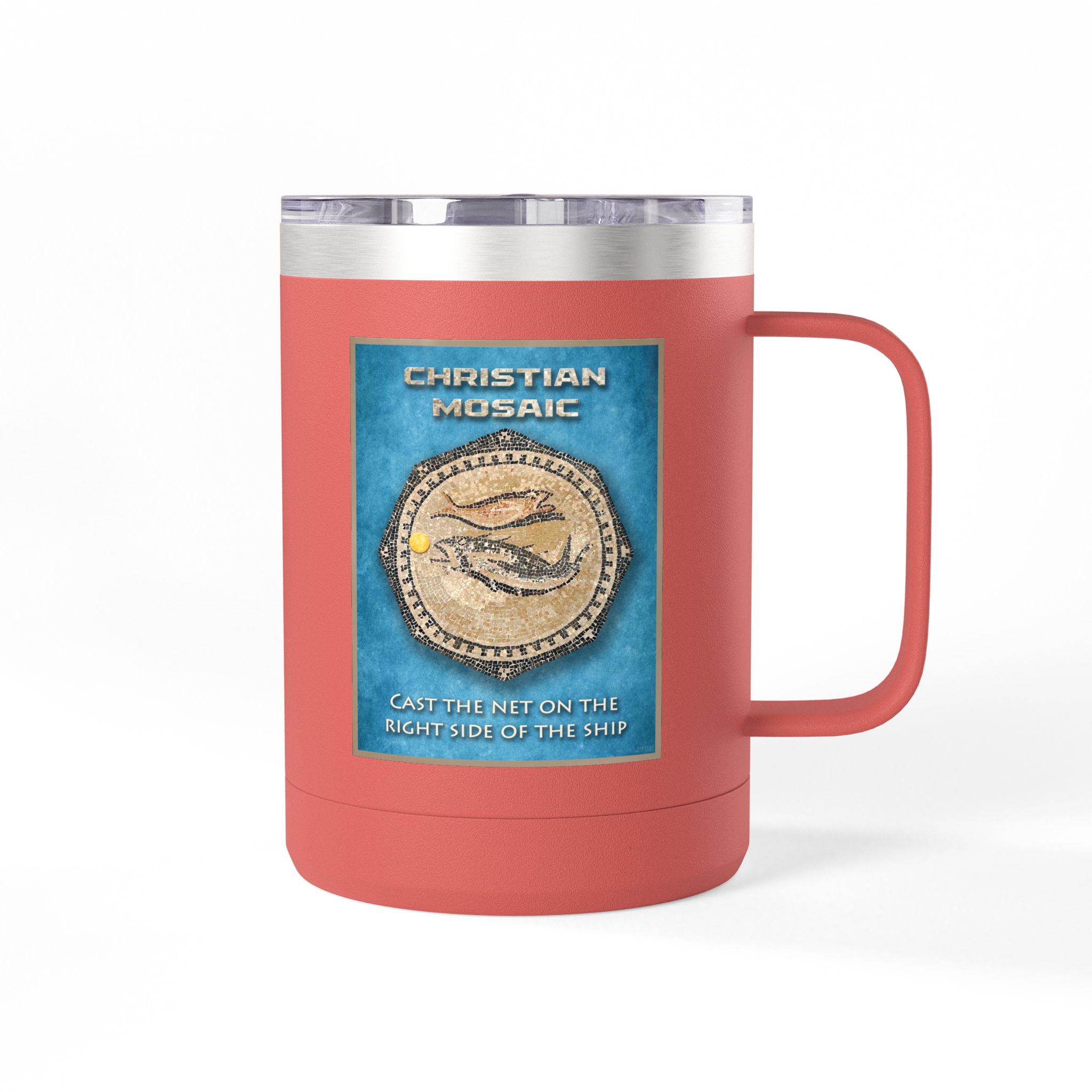 Christian Fish Historic Mosaic Travel Mug - Christian Coffee Mug 15oz 6 Christian Fish Historic Mosaic Travel Mug - Christian Coffee Mug 15oz - Image 6
