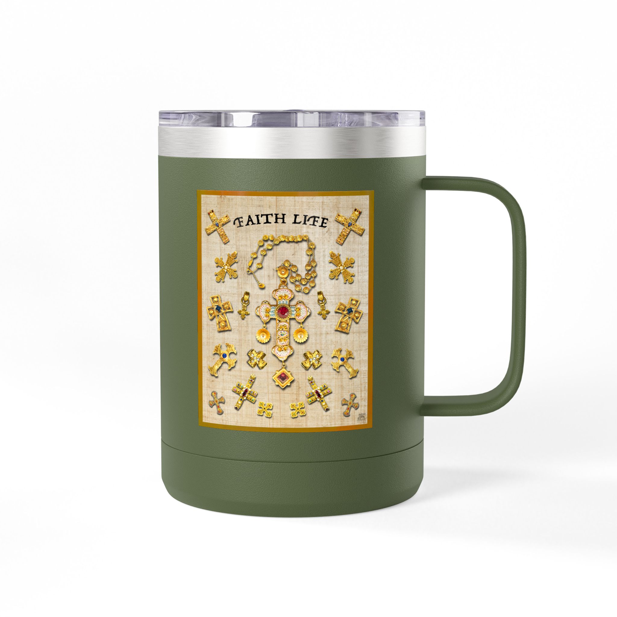 Golden Crosses Christian Travel Mug - Christian Coffee Mug 15oz 42 Golden Crosses Christian Travel Mug - Christian Coffee Mug 15oz - Image 42