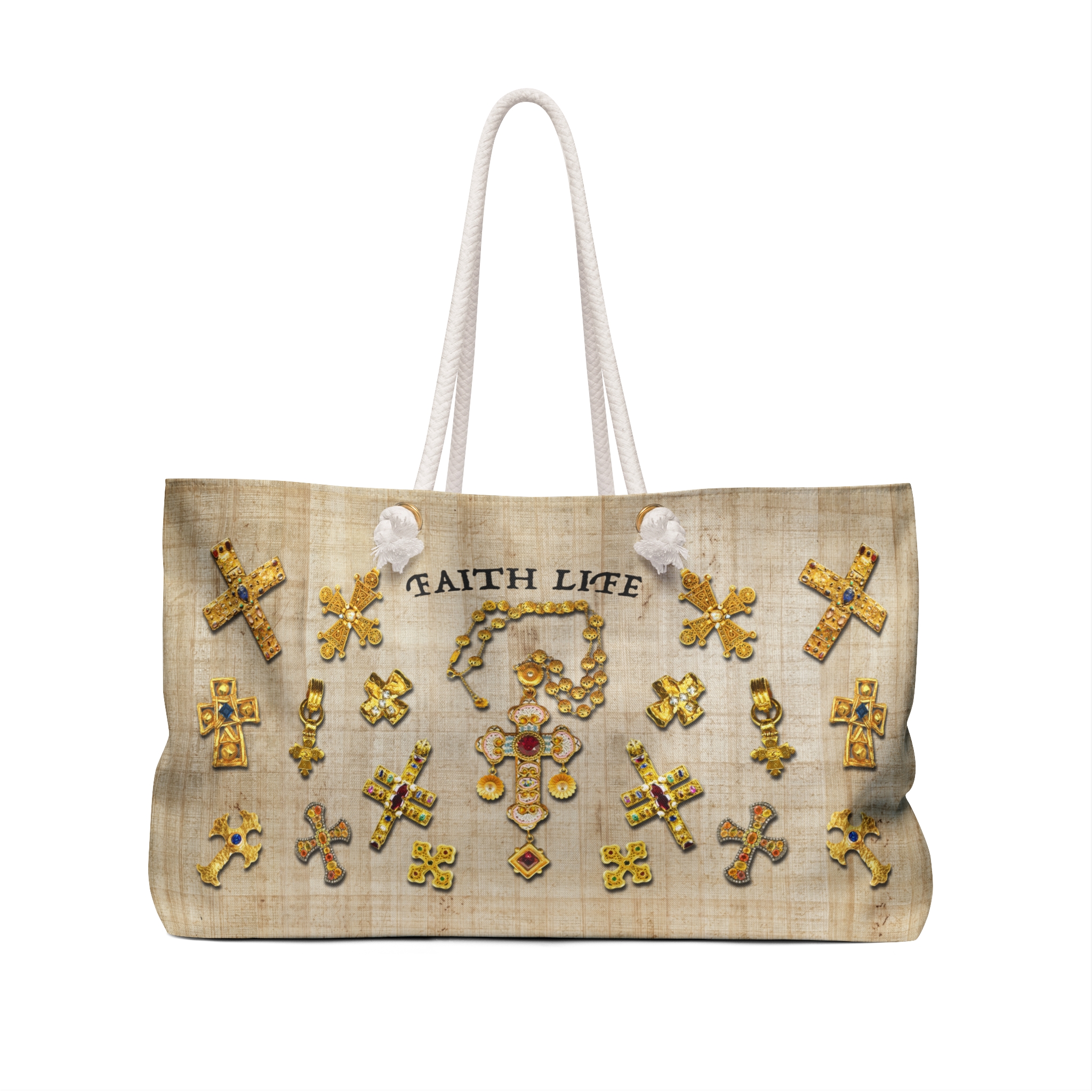 Gold Crosses - Boston Weekender Tote Bag 2 Gold Crosses - Boston Weekender Tote Bag - Image 2
