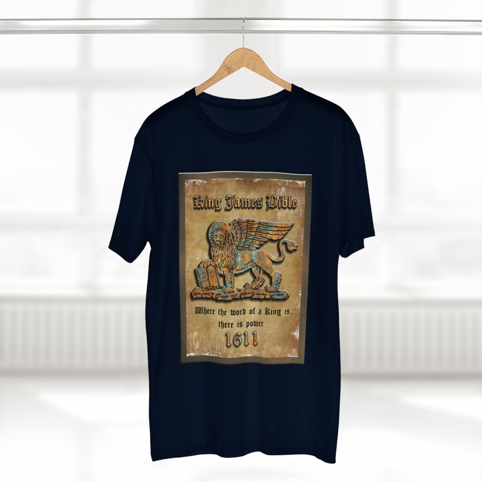 Christian 1611 King James Bible Lion Plaque T-Shirt Halo House Christian 1611 King James Bible Lion Plaque T-Shirt - Image 10