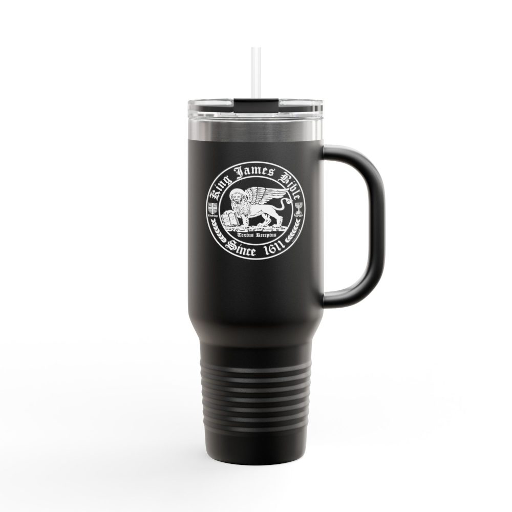 King James Bible White Lion Logo - Christian Tumbler 40oz - KJV Tumbler