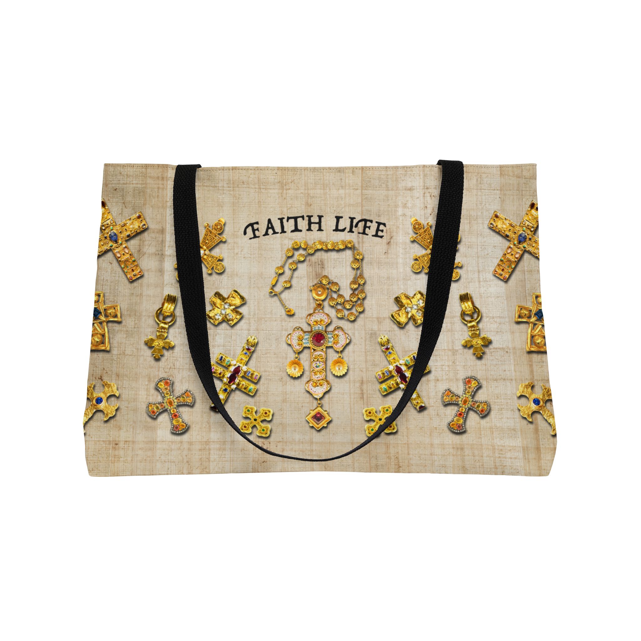 Gold Crosses - Vacation Weekender Tote Bag 3 Gold Crosses - Vacation Weekender Tote Bag - Image 3