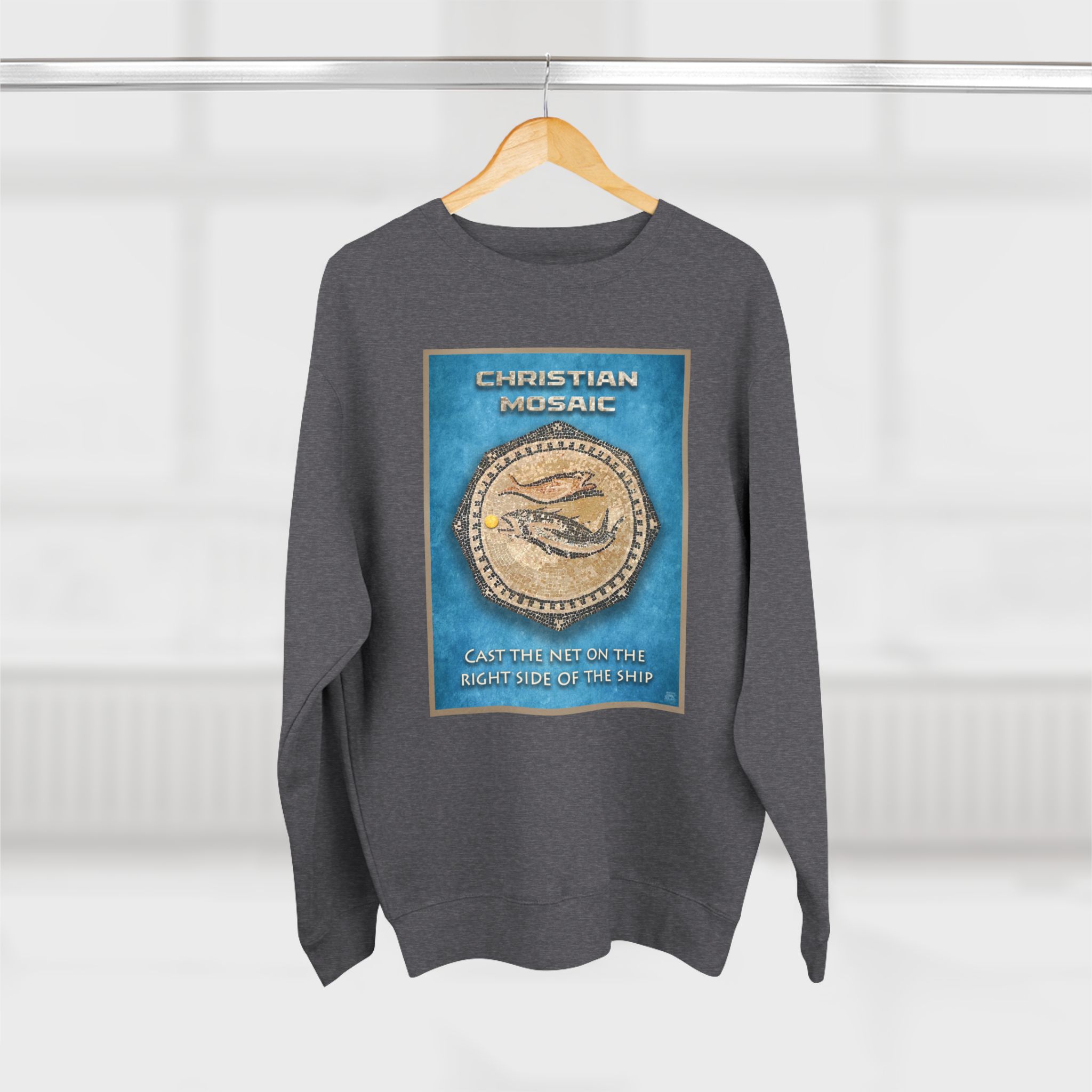 Christian Fish Blue Mosaic: Sweatshirt 5 Christian Fish Blue Mosaic: Sweatshirt - Image 5