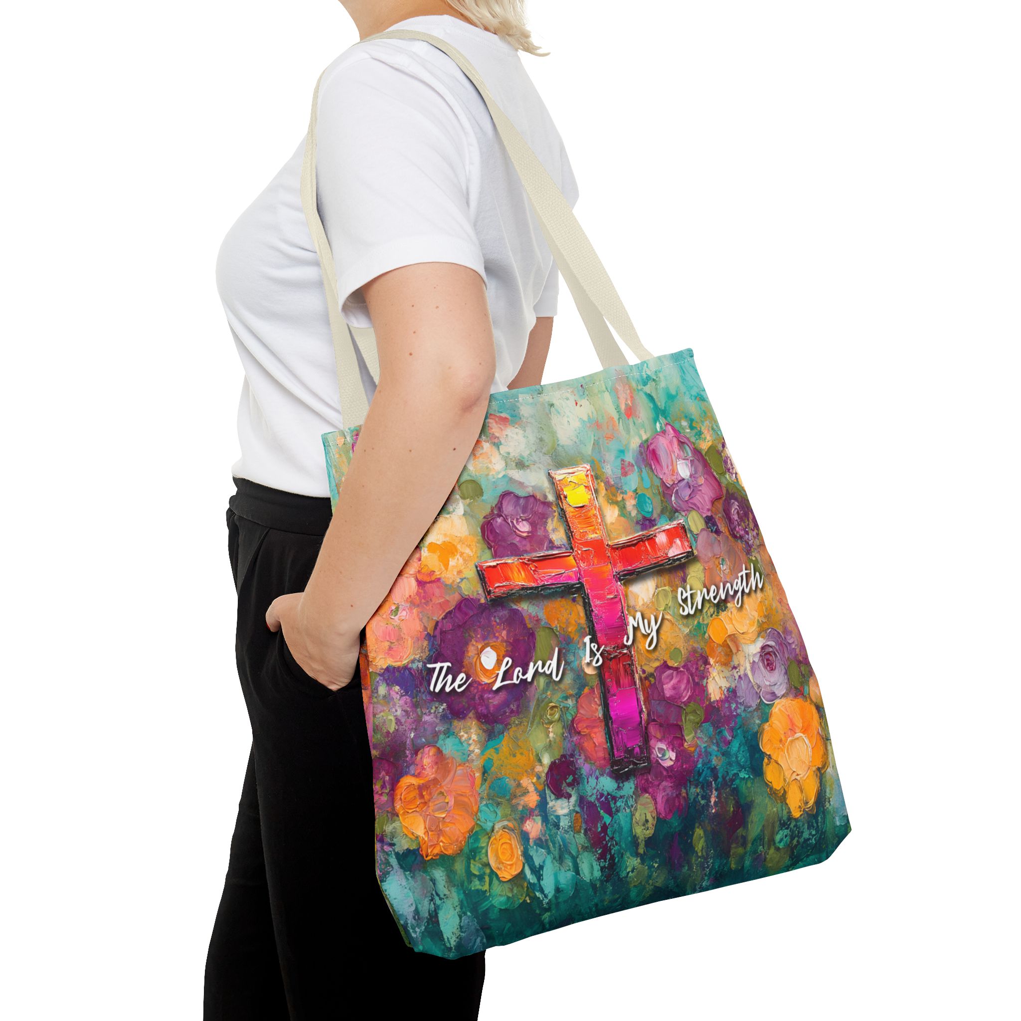 The Lord is My Strength Christian Tote Bag - Inspirational Faith Tote Bag Halo House The Lord is My Strength Christian Tote Bag - Inspirational Faith Tote Bag - Image 15