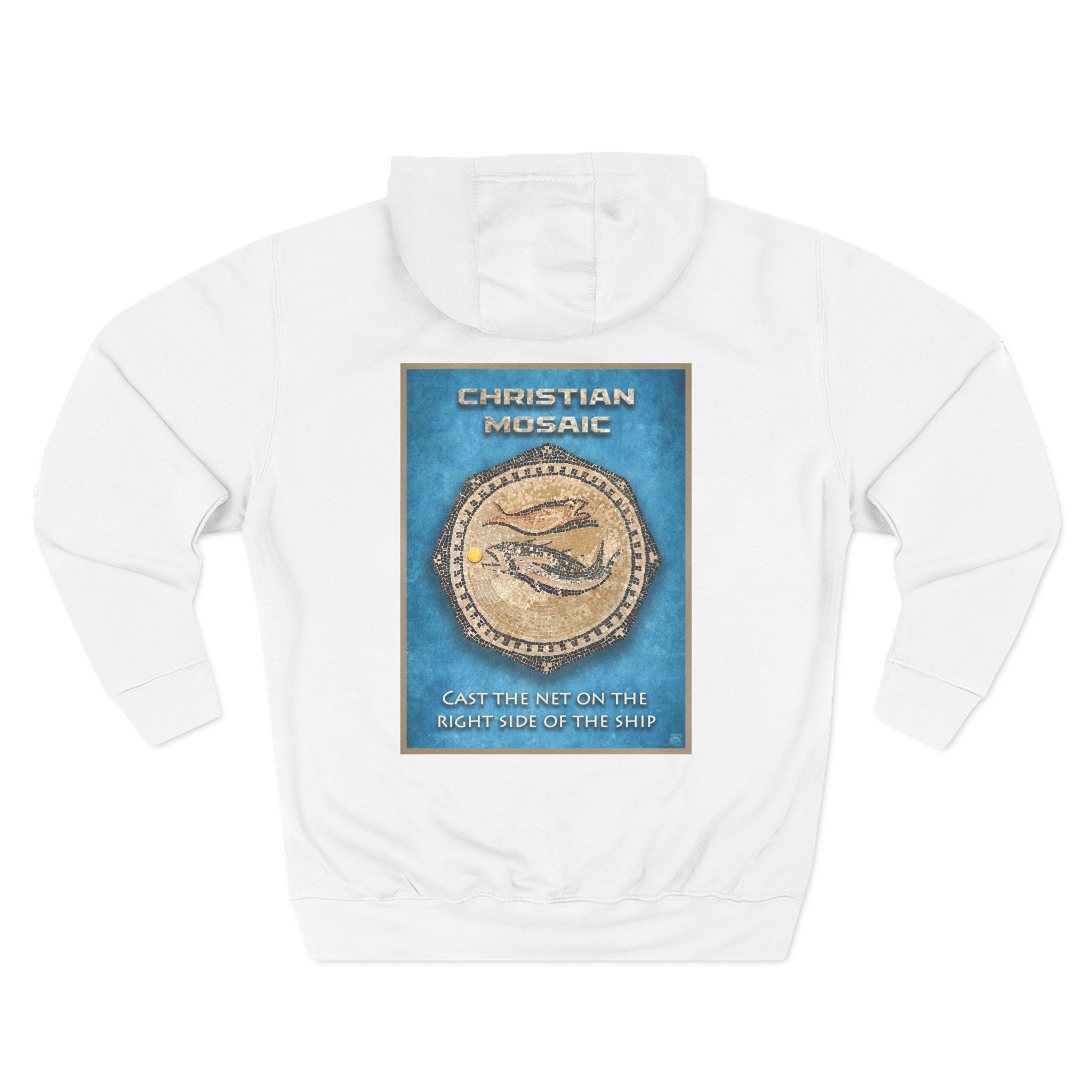 Christian Fish Blue Mosaic Hoodie - Faith Based Hoodie Halo House Halo House Christian Fish Blue Mosaic Hoodie featuring inspirational faith based Christian design