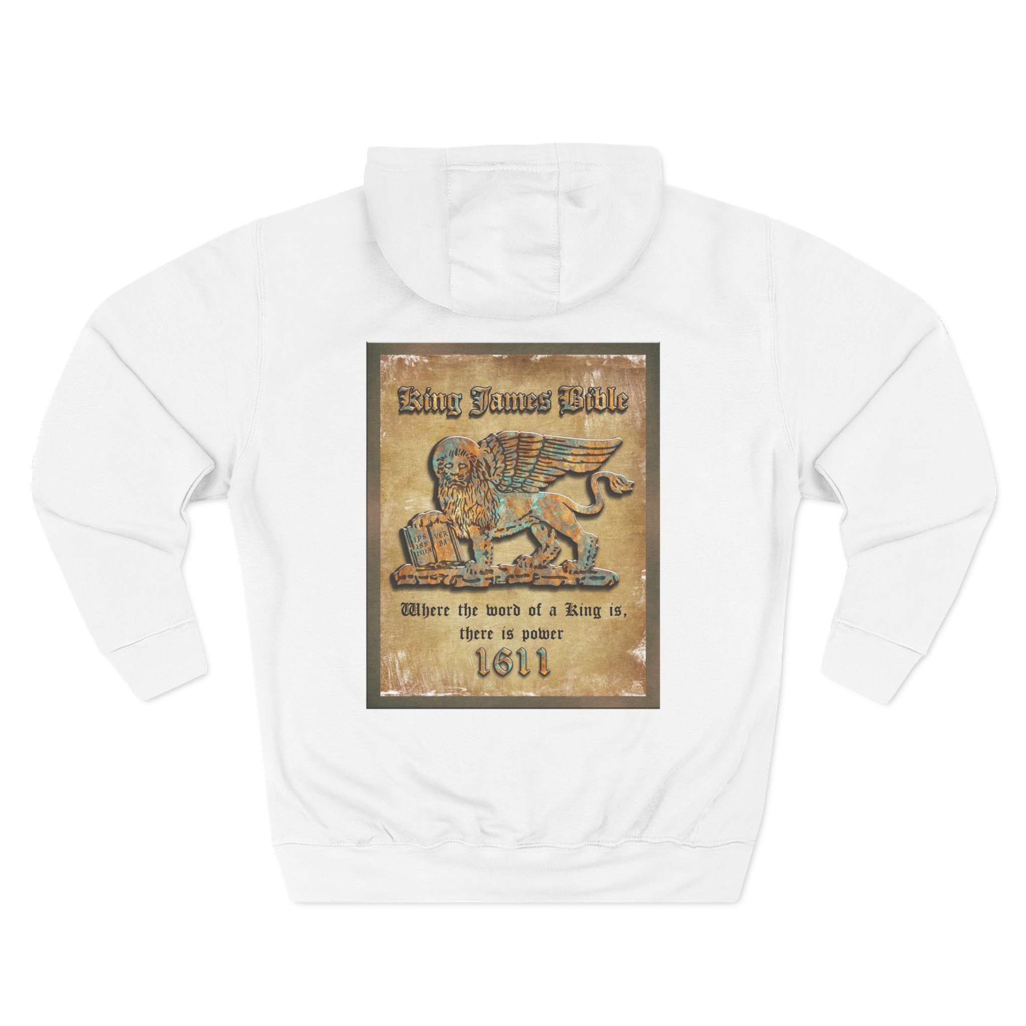 1611 King James Bible Lion Plaque Hoodie - Faith Based Hoodie Halo House 1611 King James Bible Lion Plaque Hoodie - Faith Based Hoodie