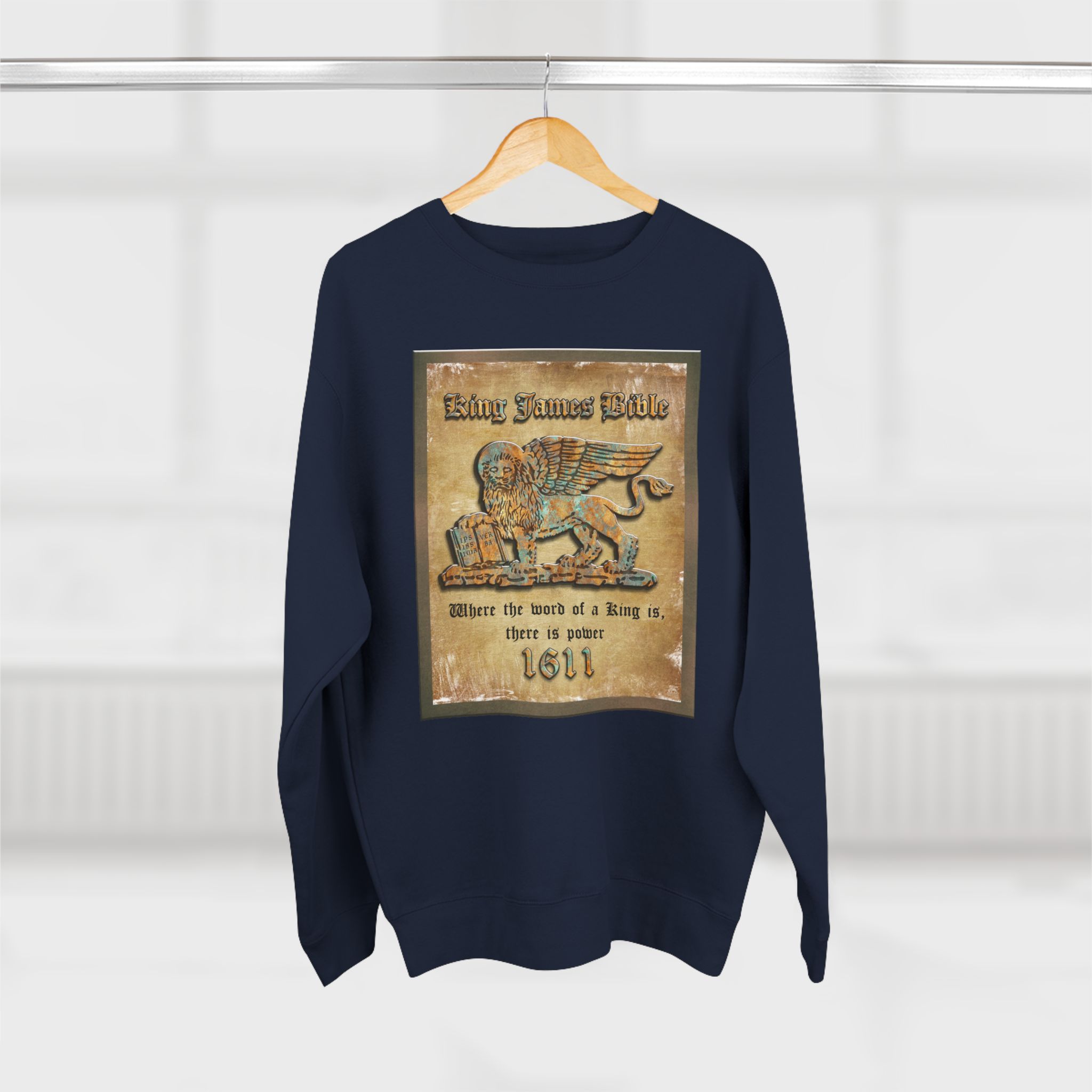 1611 King James Bible, Lion Plaque : Sweatshirt 14 1611 King James Bible, Lion Plaque : Sweatshirt - Image 14