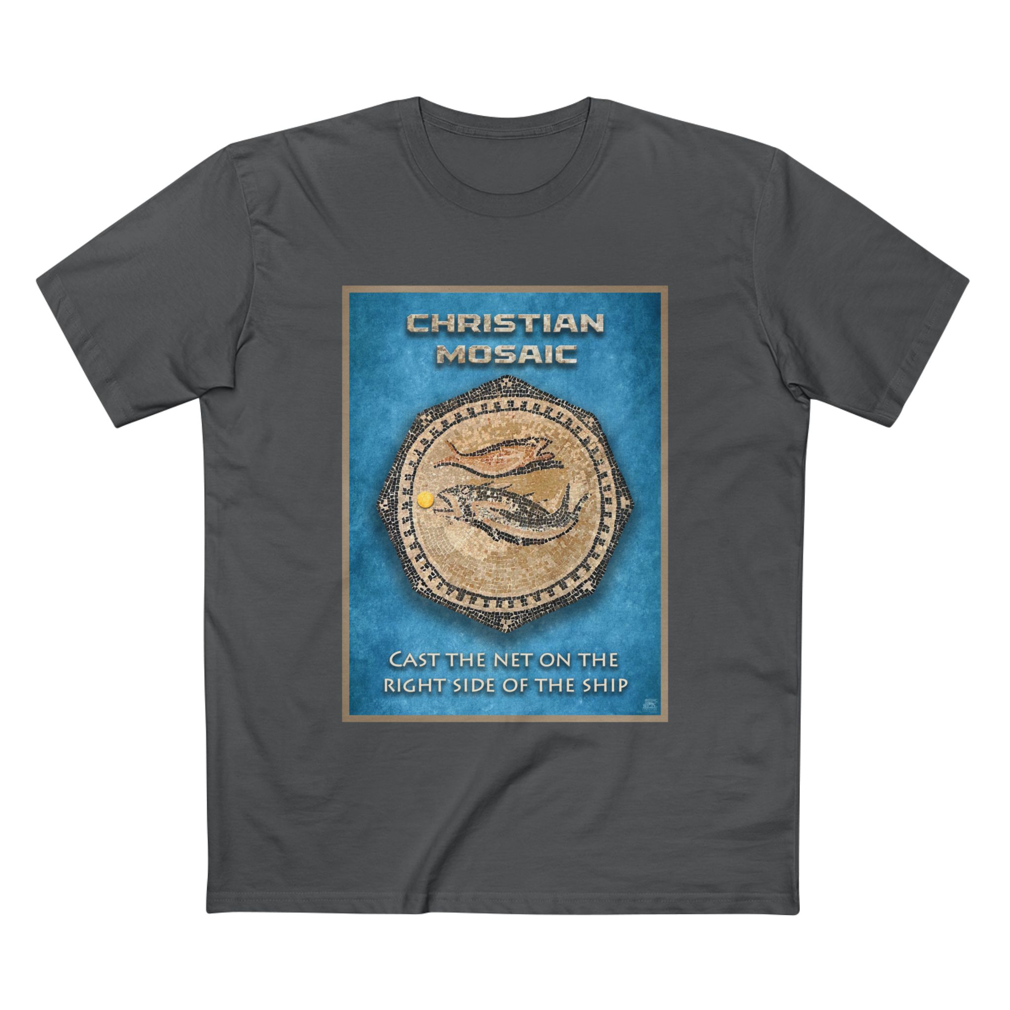 Christian Fish Blue Mosaic T-Shirt Halo House Christian Fish Blue Mosaic T-Shirt - Image 7