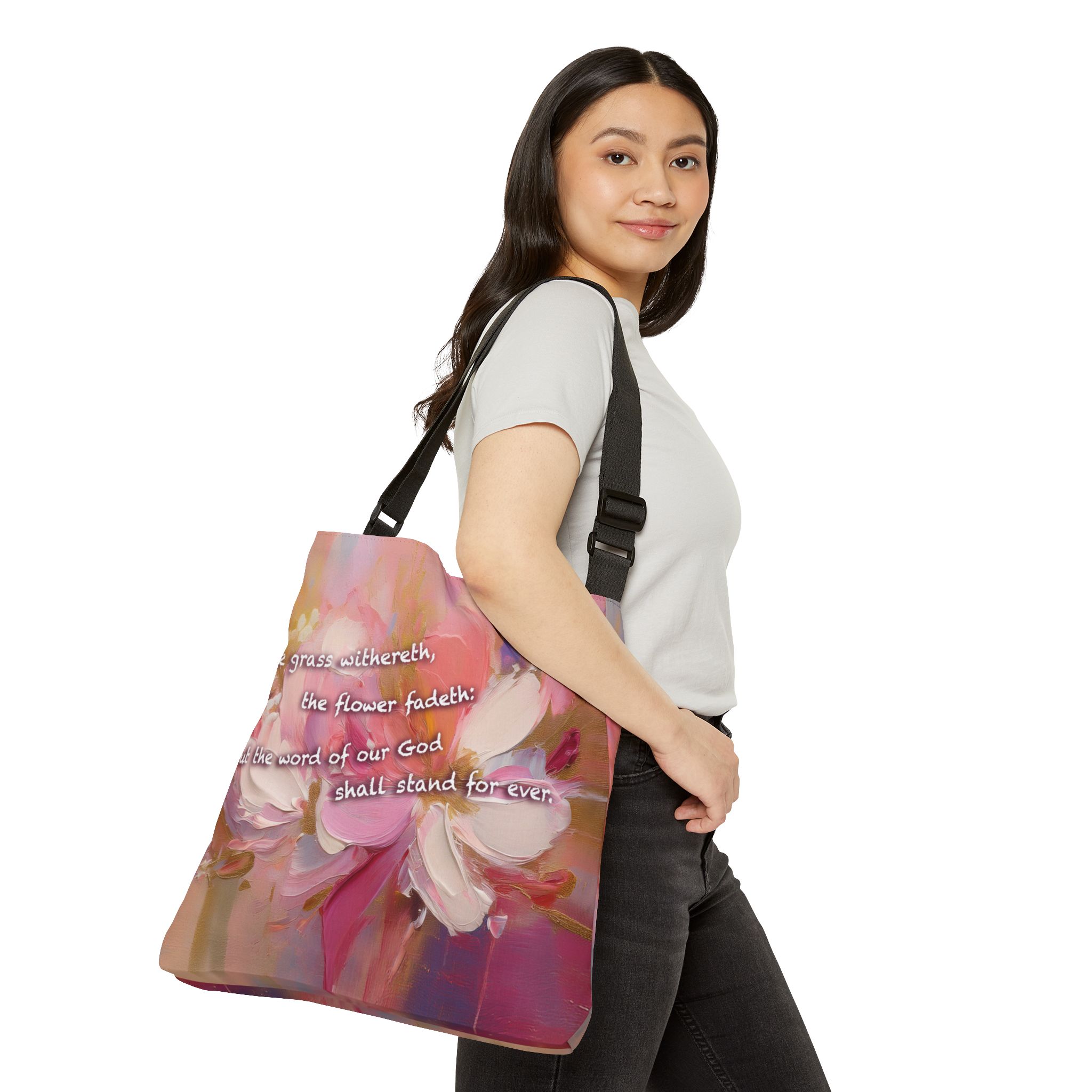 The Word of Our God Shall Stand Forever - Adjustable Tote Bag Halo House The Word of Our God Shall Stand Forever - Adjustable Tote Bag - Image 4