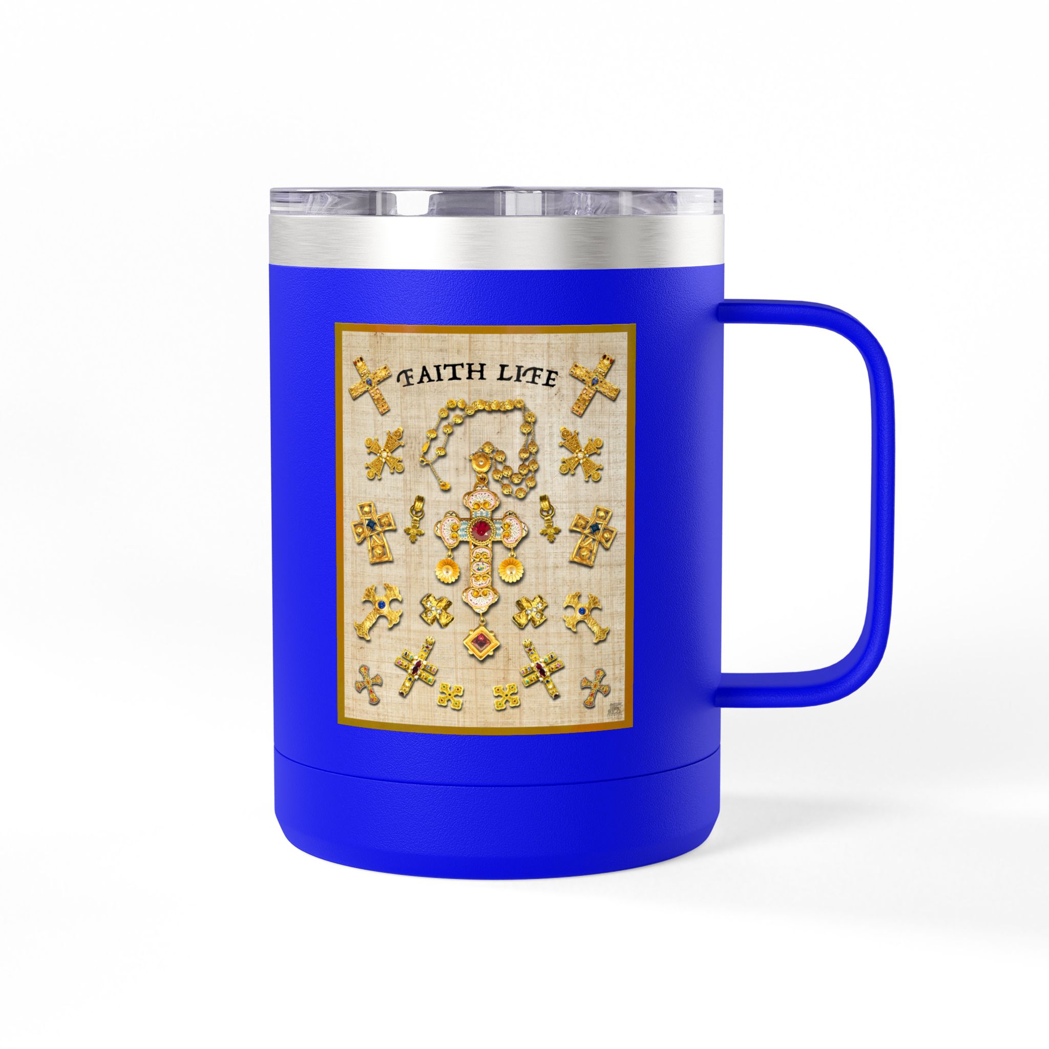 Golden Crosses Christian Travel Mug - Christian Coffee Mug 15oz 18 Golden Crosses Christian Travel Mug - Christian Coffee Mug 15oz - Image 18