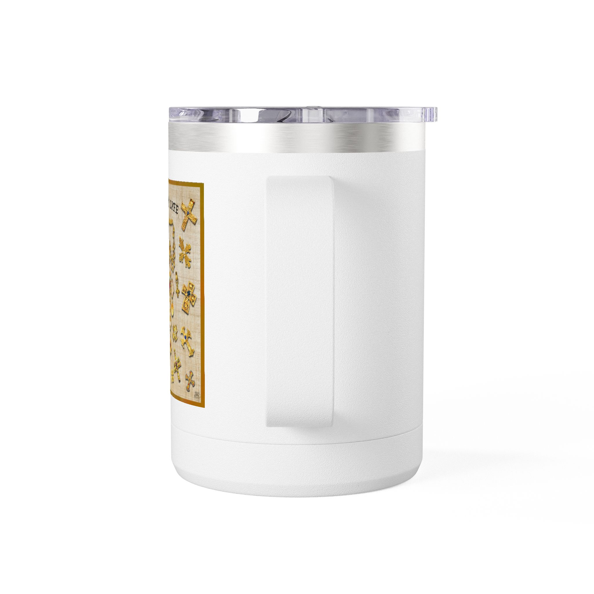 Golden Crosses Christian Travel Mug - Christian Coffee Mug 15oz 3 Golden Crosses Christian Travel Mug - Christian Coffee Mug 15oz - Image 3