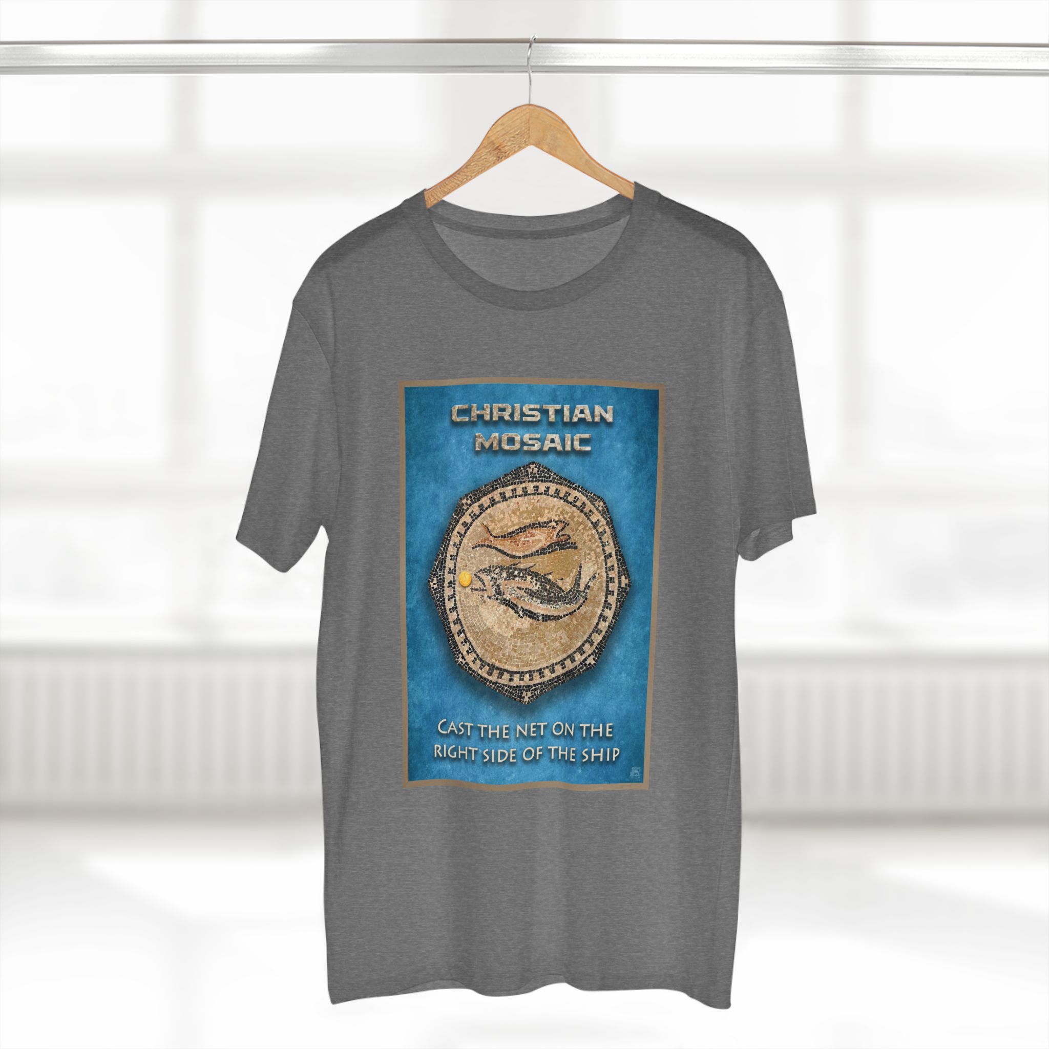 Christian Fish Blue Mosaic T-Shirt Halo House Christian Fish Blue Mosaic T-Shirt - Image 6