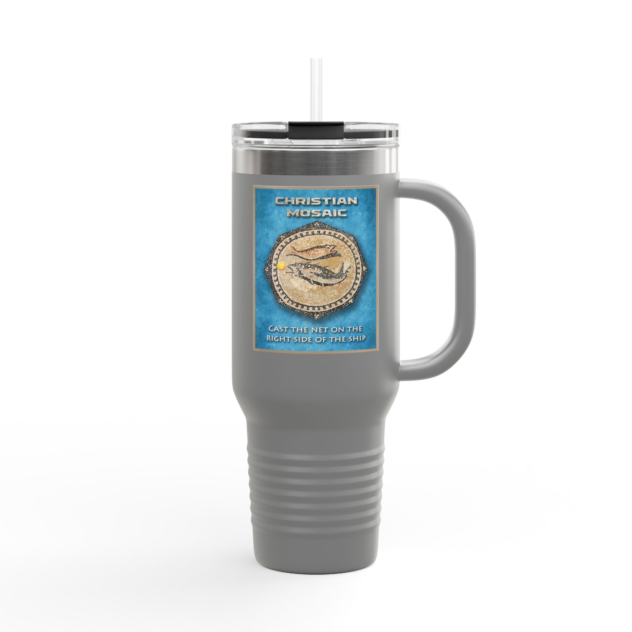 Christian Fish Blue Mosaic Christian Tumbler 40 oz - Bible Inspired Insulated Tumbler 17 Christian Fish Blue Mosaic Christian Tumbler 40 oz - Bible Inspired Insulated Tumbler - Image 17