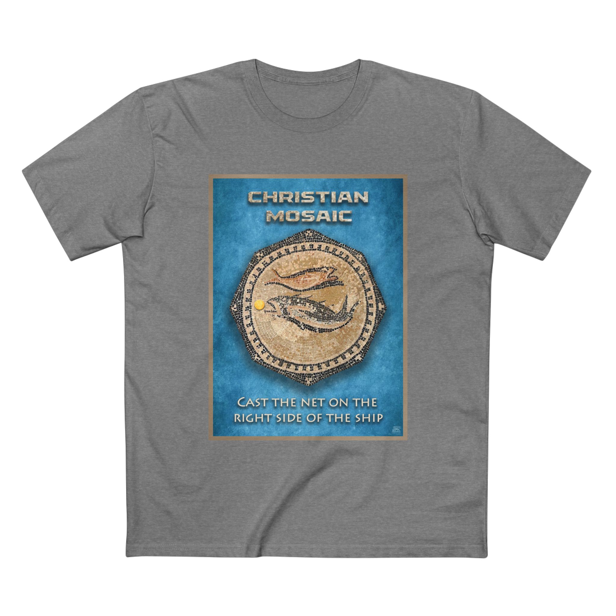 Christian Fish Blue Mosaic T-Shirt Halo House Christian Fish Blue Mosaic T-Shirt - Image 5