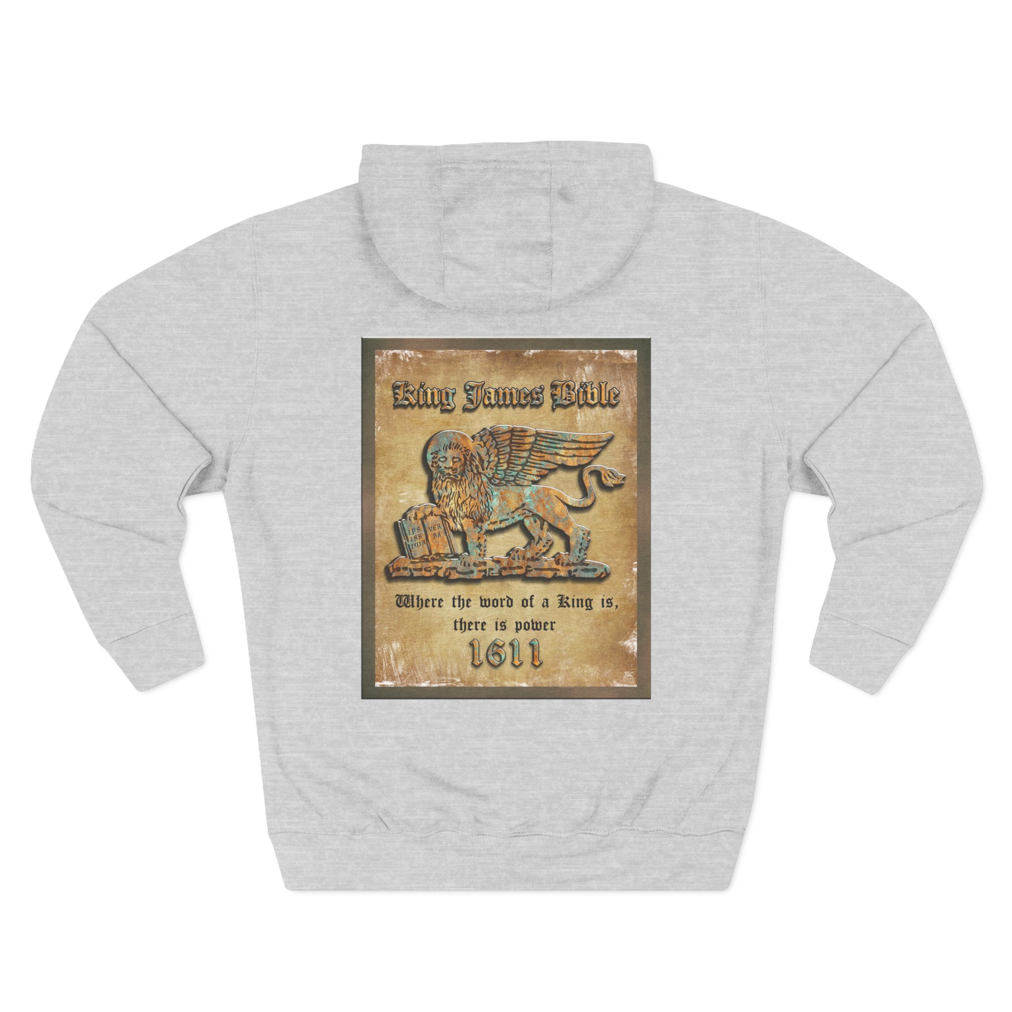 1611 King James Bible Lion Plaque Hoodie - Faith Based Hoodie Halo House 1611 King James Bible Lion Plaque Hoodie - Faith Based Hoodie - Image 3