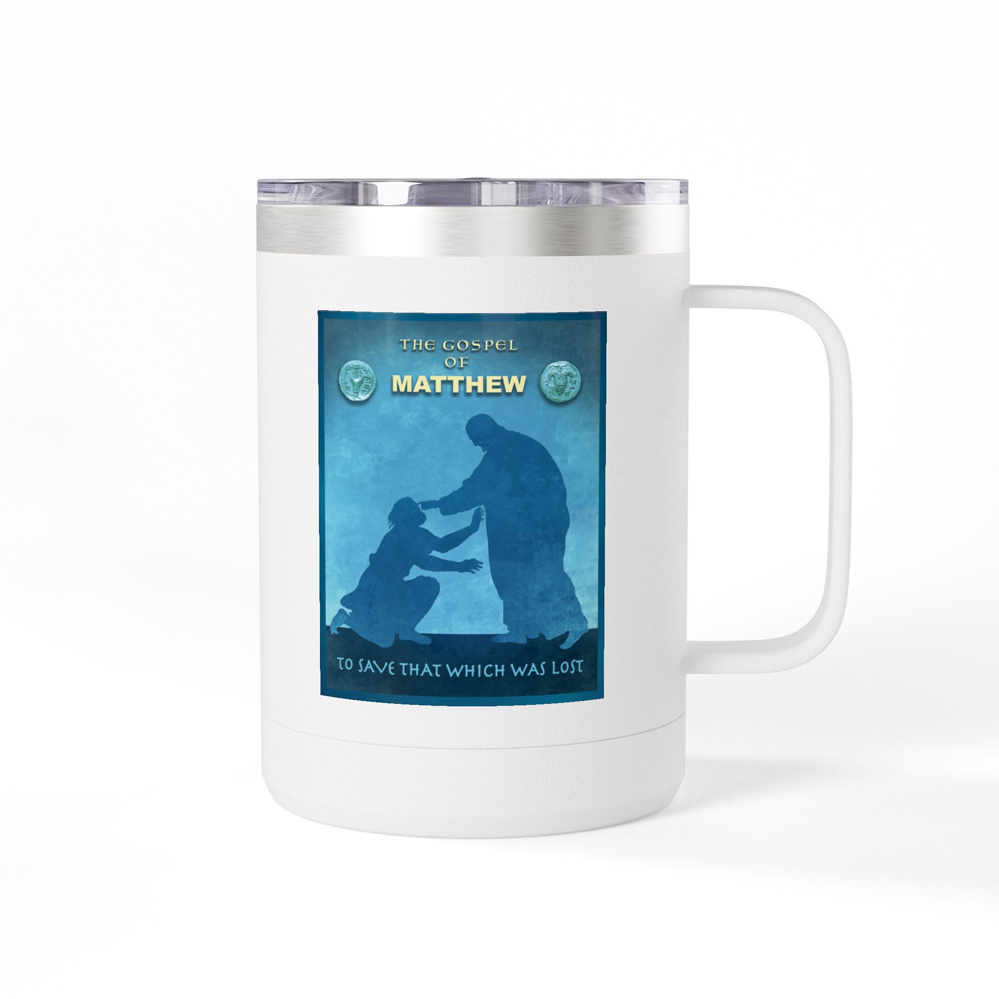 Gospel of Matthew Christian Travel Mug - Bible Coffee Mug 15oz 1 Gospel of Matthew Christian Travel Mug - Bible Coffee Mug 15oz