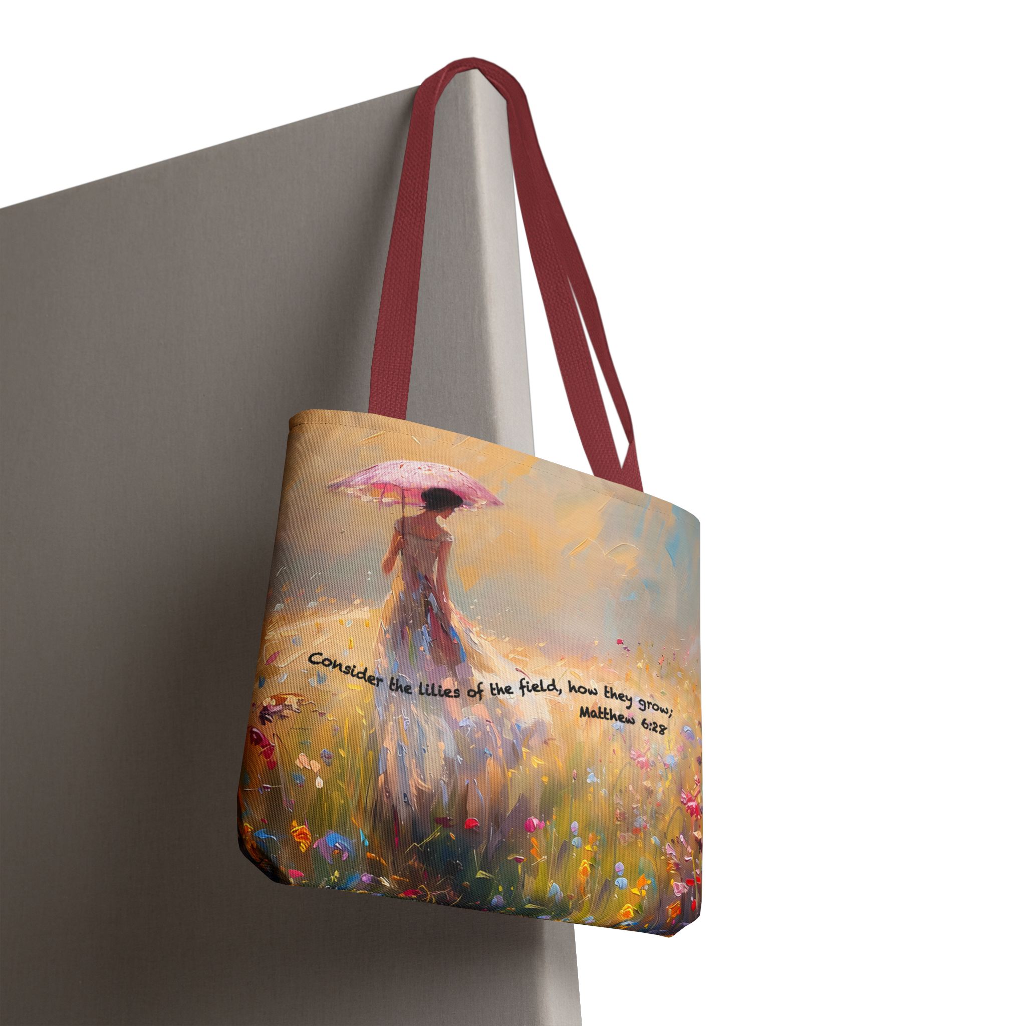 Matthew 6:28 Christian Tote Bag - Inspirational Bible Verse Faith Tote Bag 8 Matthew 6:28 Christian Tote Bag - Inspirational Bible Verse Faith Tote Bag - Image 8