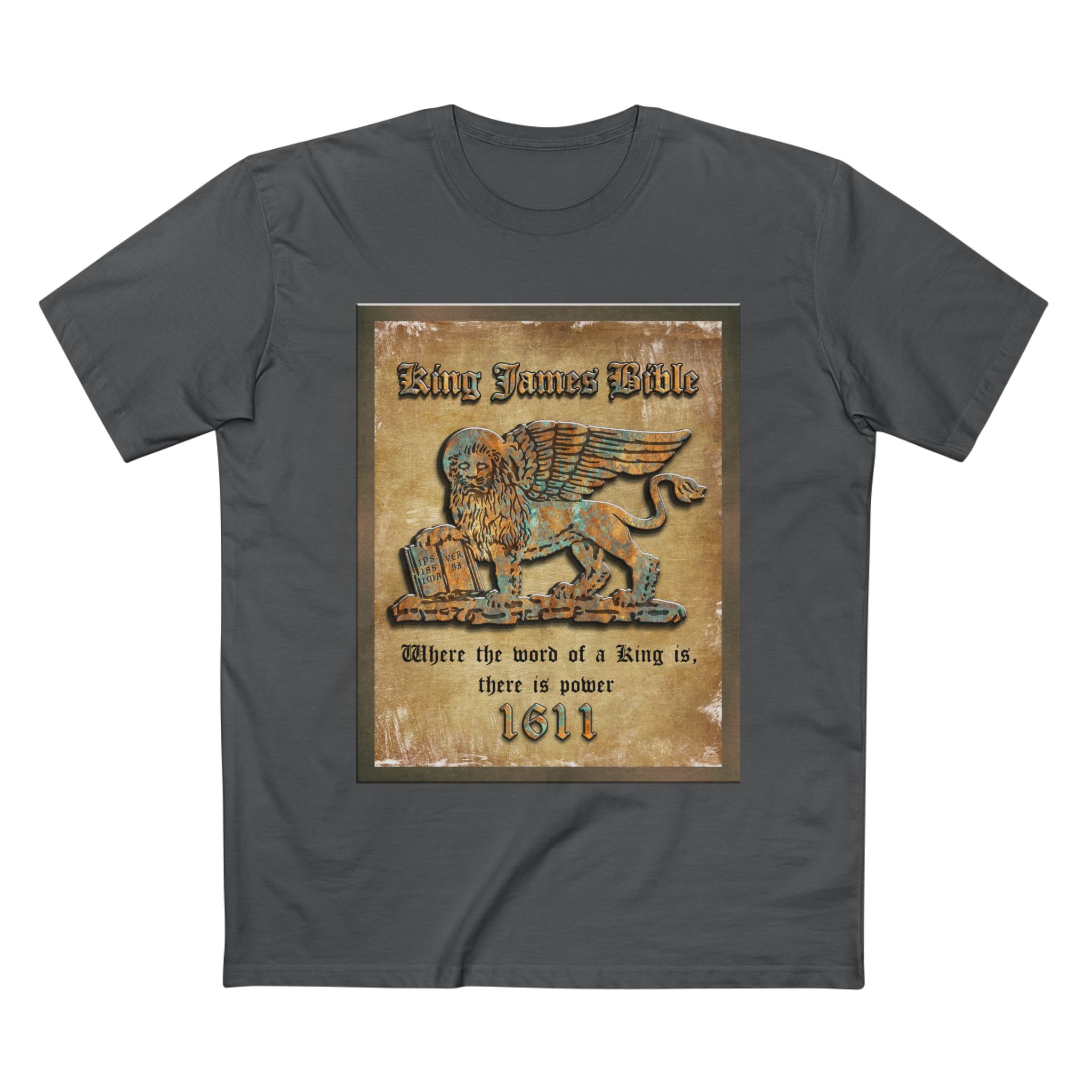 Christian 1611 King James Bible Lion Plaque T-Shirt Halo House Christian 1611 King James Bible Lion Plaque T-Shirt - Image 7