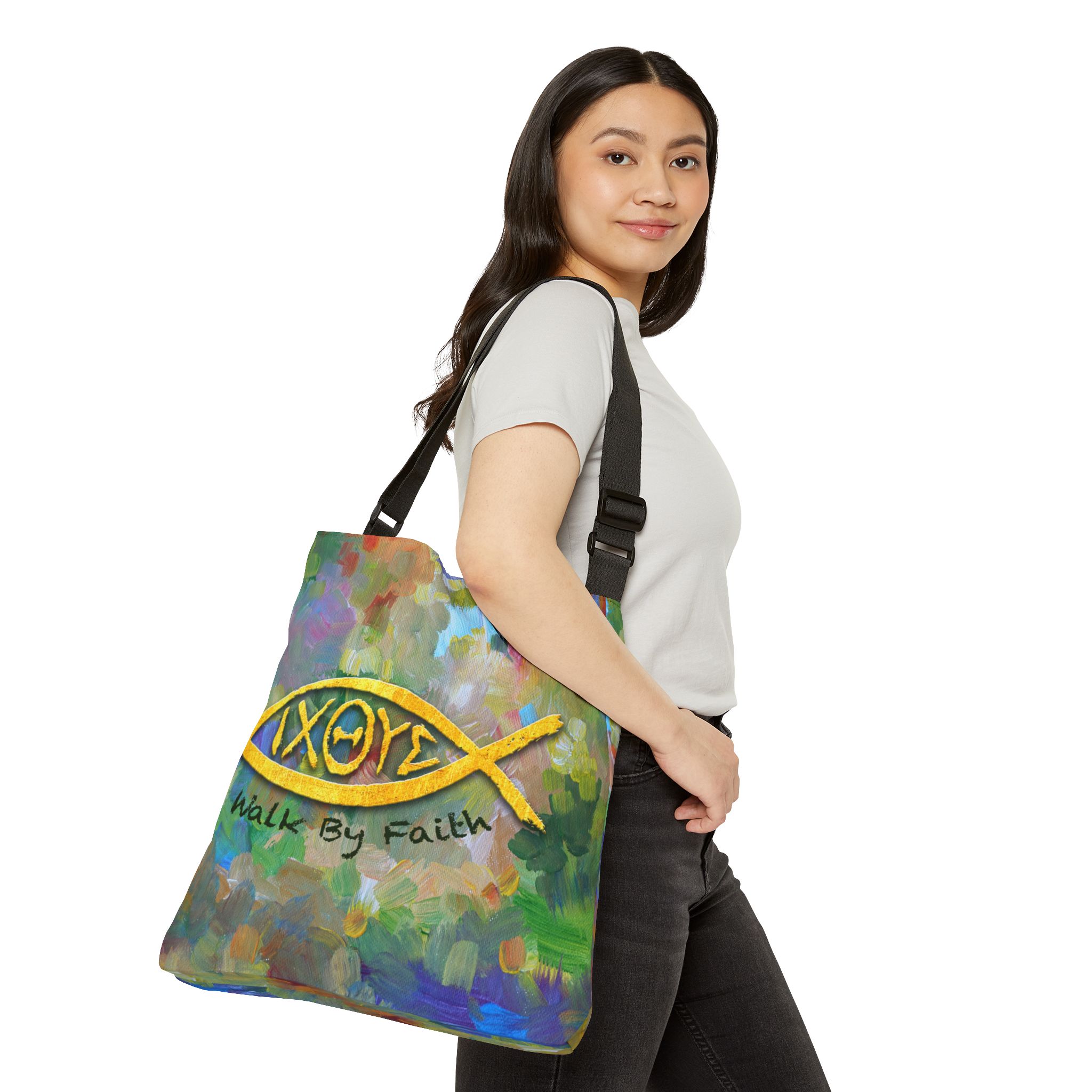Christian Fish ICON - Adjustable Tote Bag Halo House Christian Fish ICON - Adjustable Tote Bag - Image 4