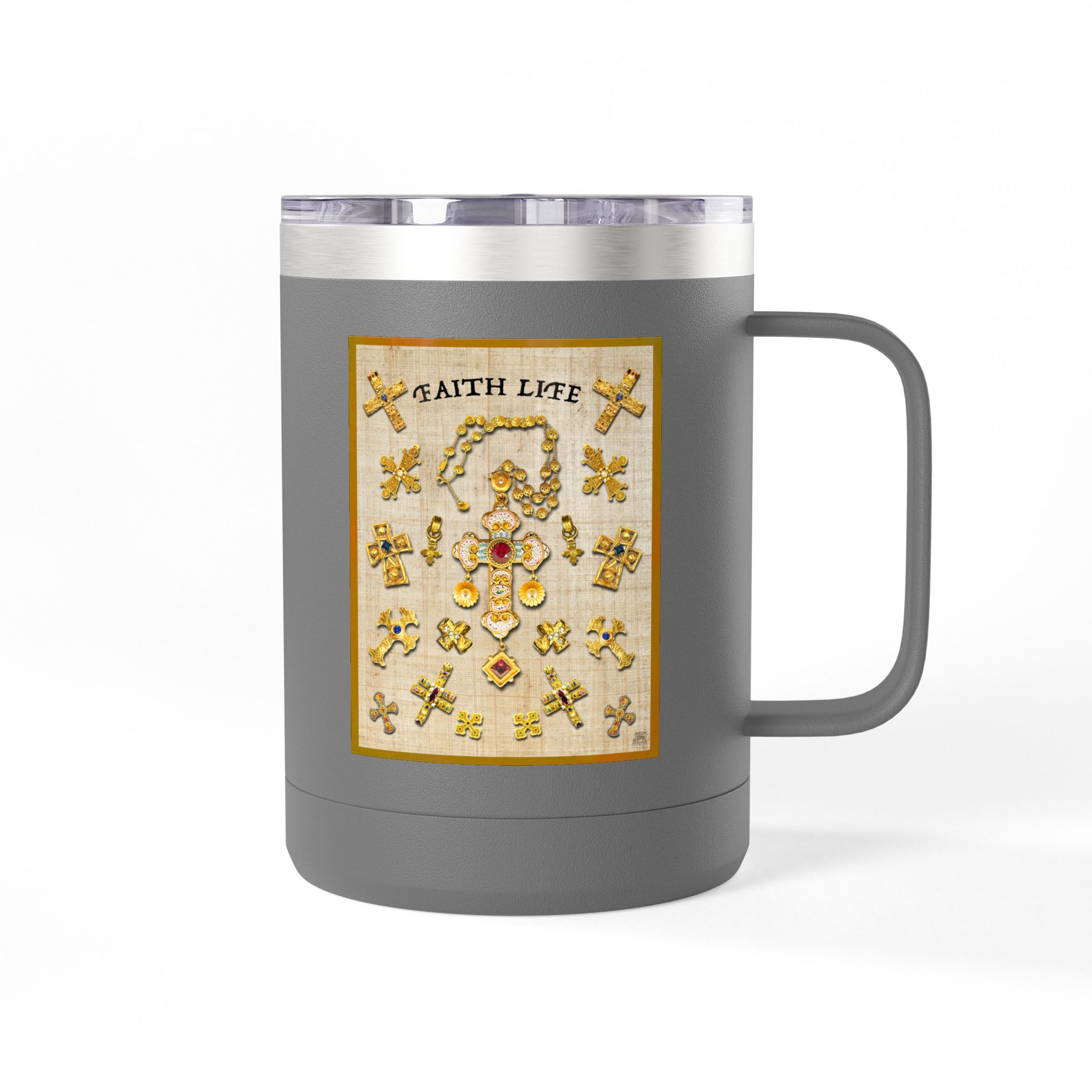 Golden Crosses Christian Travel Mug - Christian Coffee Mug 15oz 46 Golden Crosses Christian Travel Mug - Christian Coffee Mug 15oz - Image 46