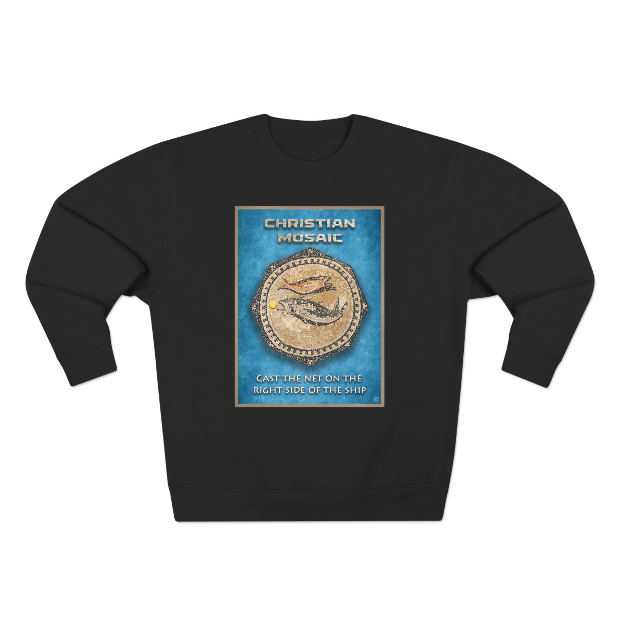 Christian Fish Blue Mosaic: Sweatshirt 7 Christian Fish Blue Mosaic: Sweatshirt - Image 7