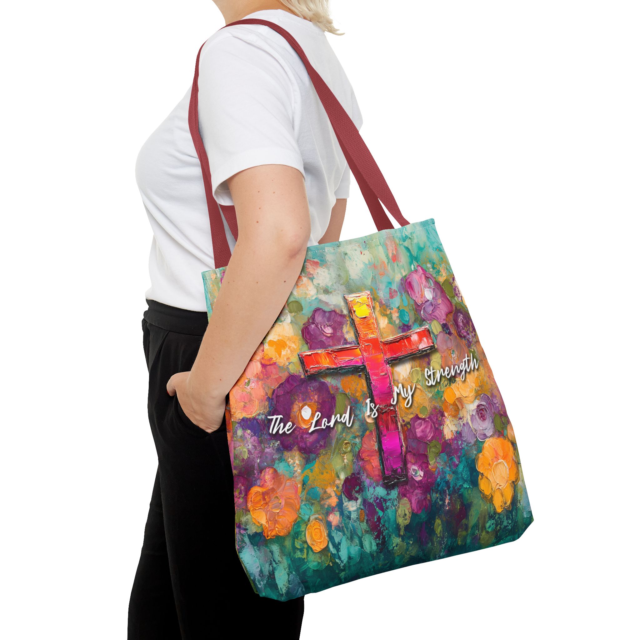 The Lord is My Strength Christian Tote Bag - Inspirational Faith Tote Bag Halo House The Lord is My Strength Christian Tote Bag - Inspirational Faith Tote Bag - Image 7