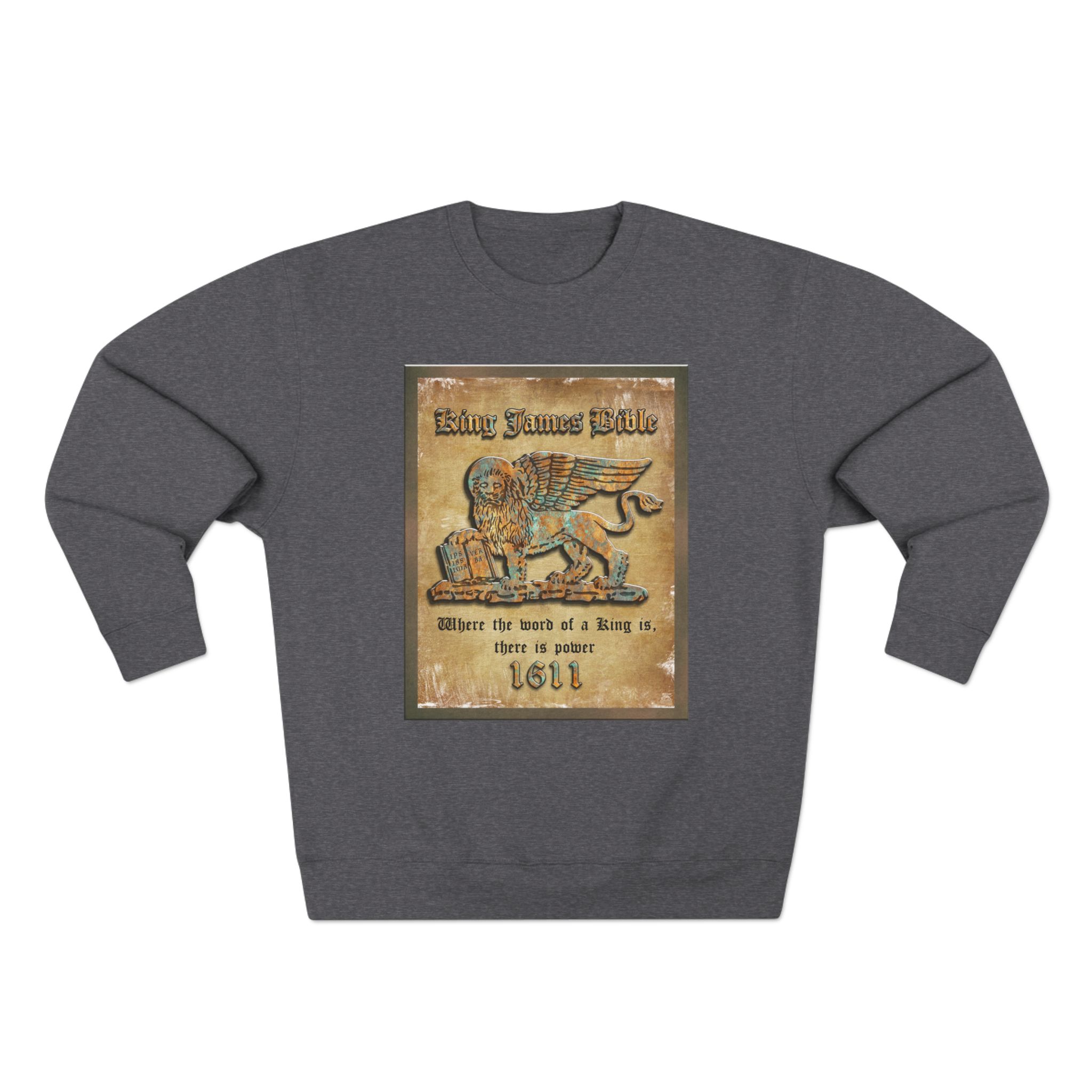1611 King James Bible, Lion Plaque : Sweatshirt 4 1611 King James Bible, Lion Plaque : Sweatshirt - Image 4
