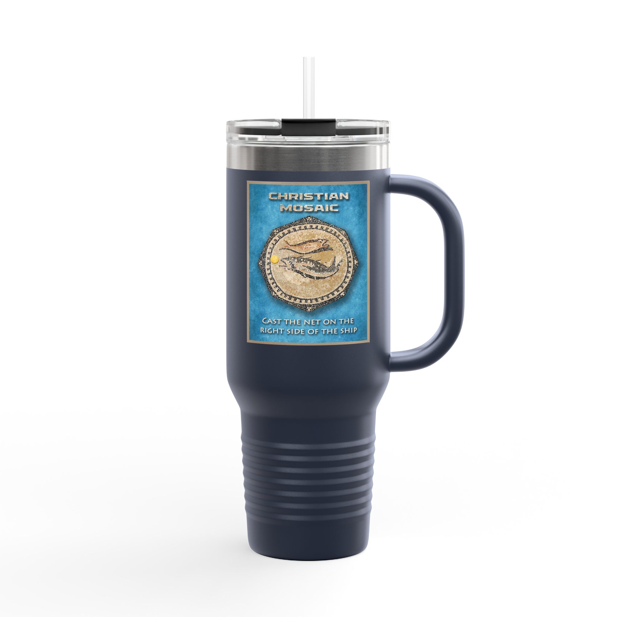 Christian Fish Blue Mosaic Christian Tumbler 40 oz - Bible Inspired Insulated Tumbler 13 Christian Fish Blue Mosaic Christian Tumbler 40 oz - Bible Inspired Insulated Tumbler - Image 13