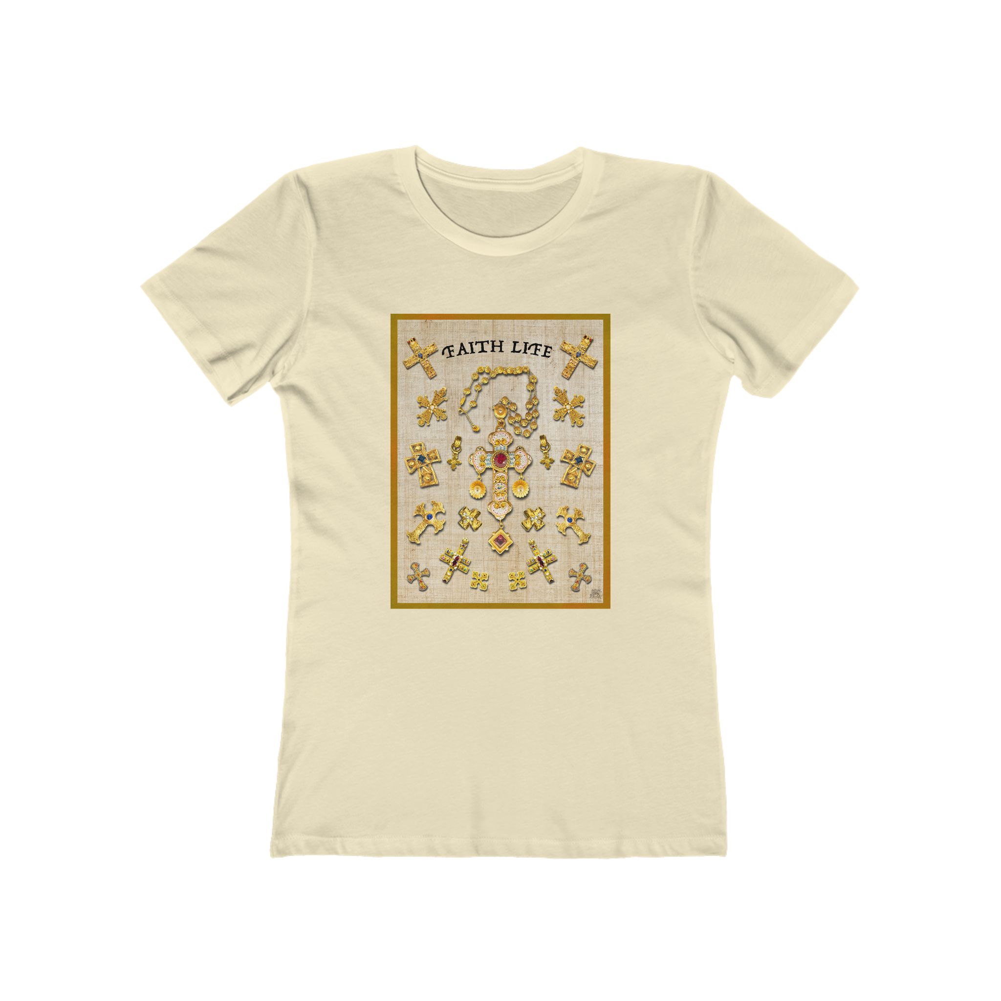 Gold Christian Crosses, Women's Softstyle Tee 3 Gold Christian Crosses, Women's Softstyle Tee - Image 3