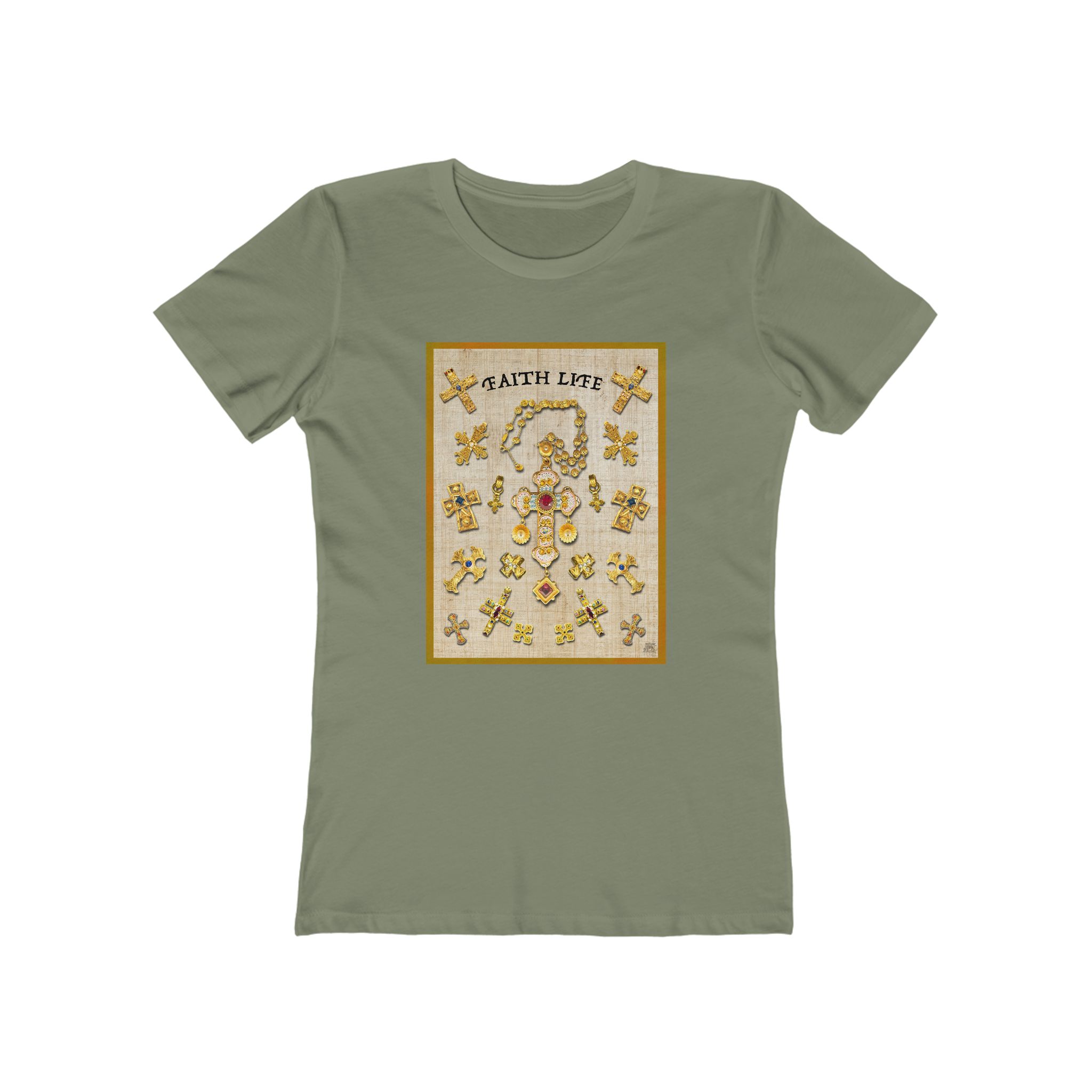 Gold Christian Crosses, Women's Softstyle Tee 7 Gold Christian Crosses, Women's Softstyle Tee - Image 7