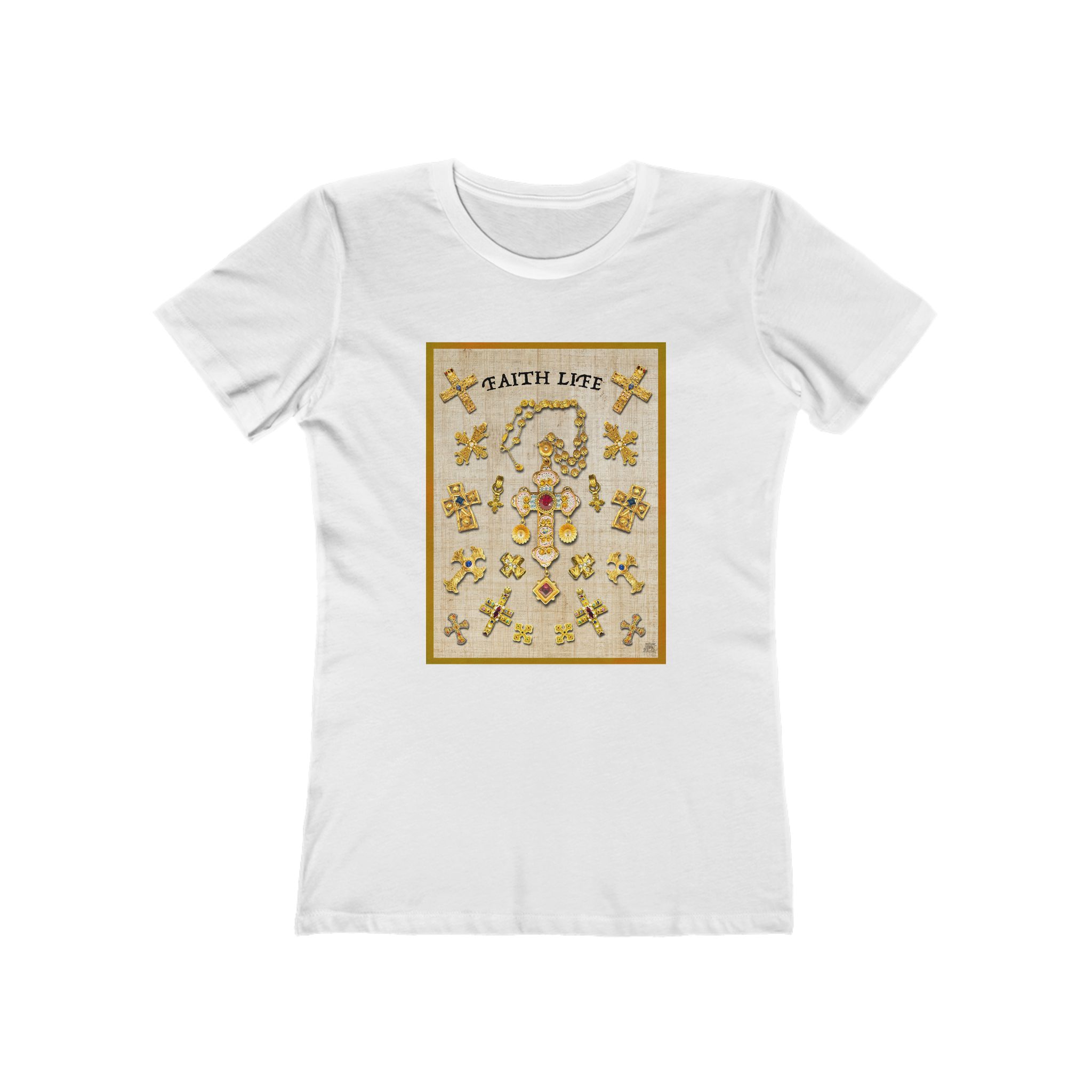 Gold Christian Crosses, Women's Softstyle Tee 1 Gold Christian Crosses, Women's Softstyle Tee