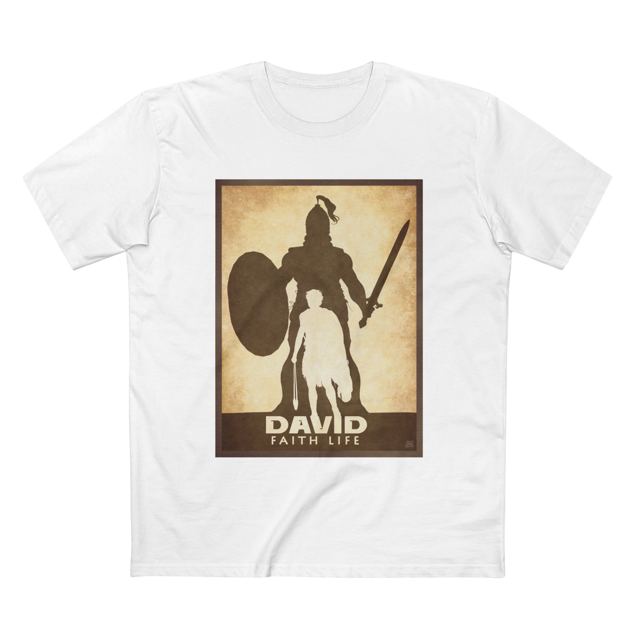 David and Goliath, Faith Life Christian T-Shirt Halo House Halo House David and Goliath Faith Life Christian T Shirt featuring inspirational biblical story faith design