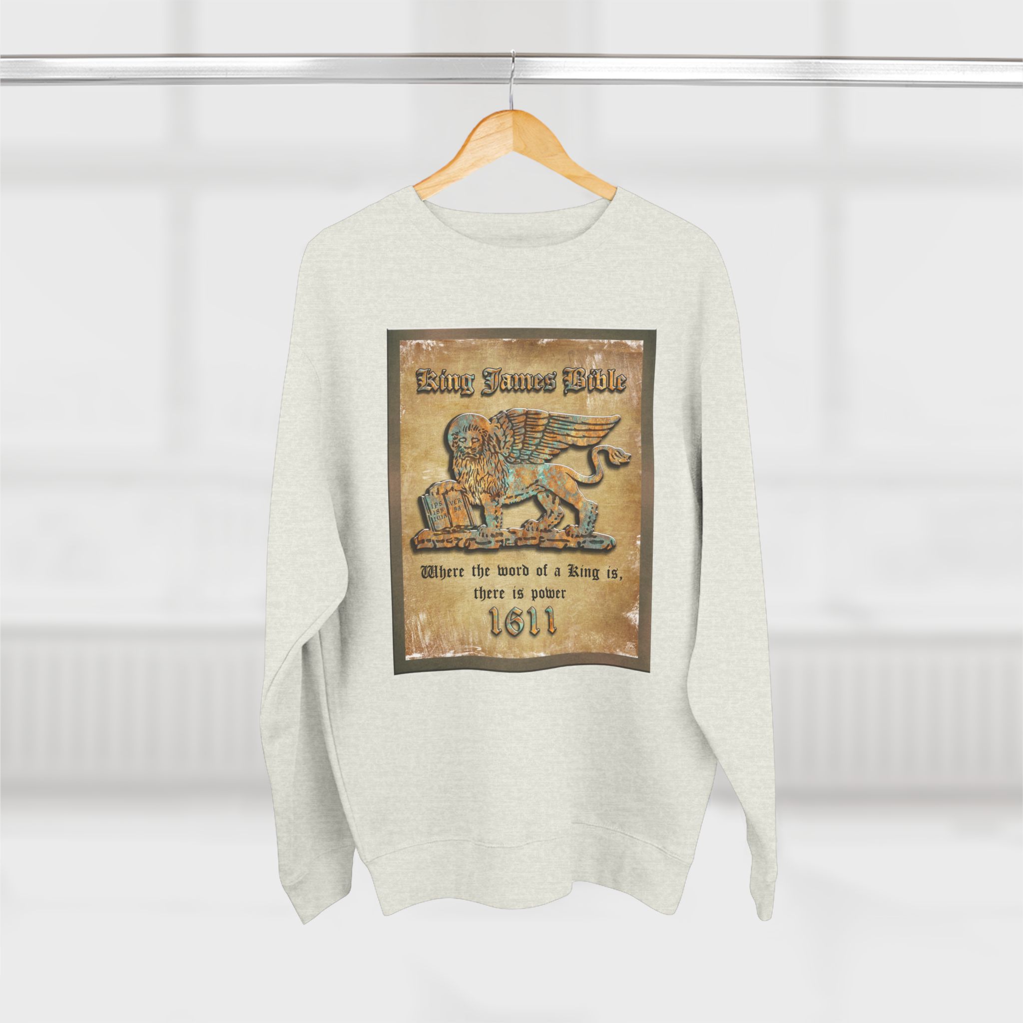 1611 King James Bible, Lion Plaque : Sweatshirt 11 1611 King James Bible, Lion Plaque : Sweatshirt - Image 11