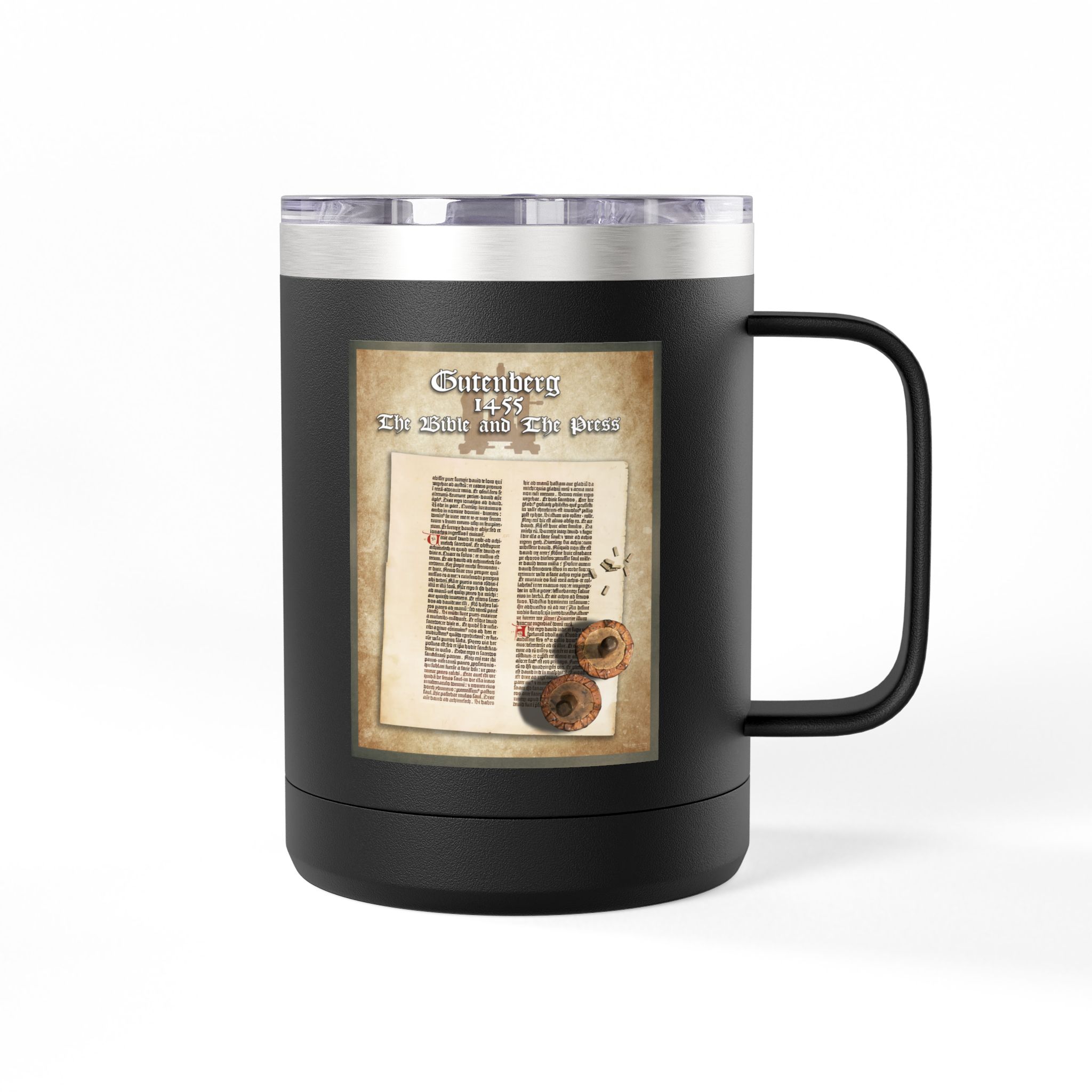 The Gutenberg Bible Christian Travel Mug - Historic Bible Coffee Mug 15oz 10 The Gutenberg Bible Christian Travel Mug - Historic Bible Coffee Mug 15oz - Image 10