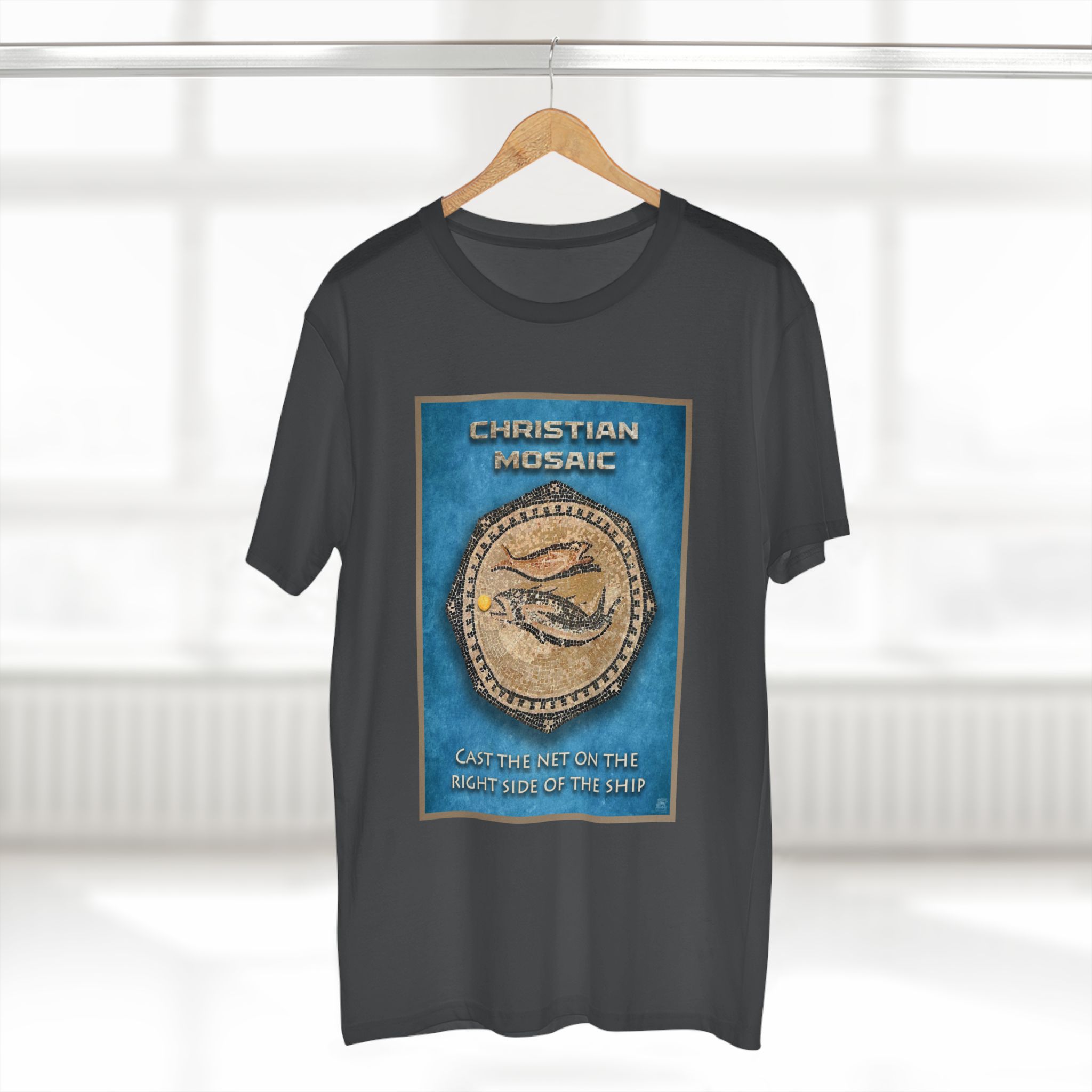 Christian Fish Blue Mosaic T-Shirt Halo House Christian Fish Blue Mosaic T-Shirt - Image 8