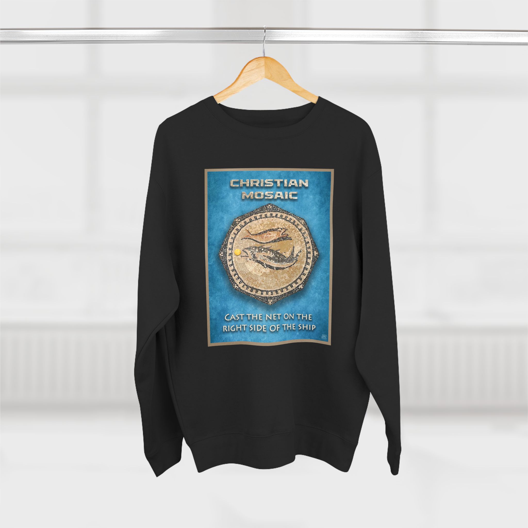 Christian Fish Blue Mosaic: Sweatshirt 8 Christian Fish Blue Mosaic: Sweatshirt - Image 8