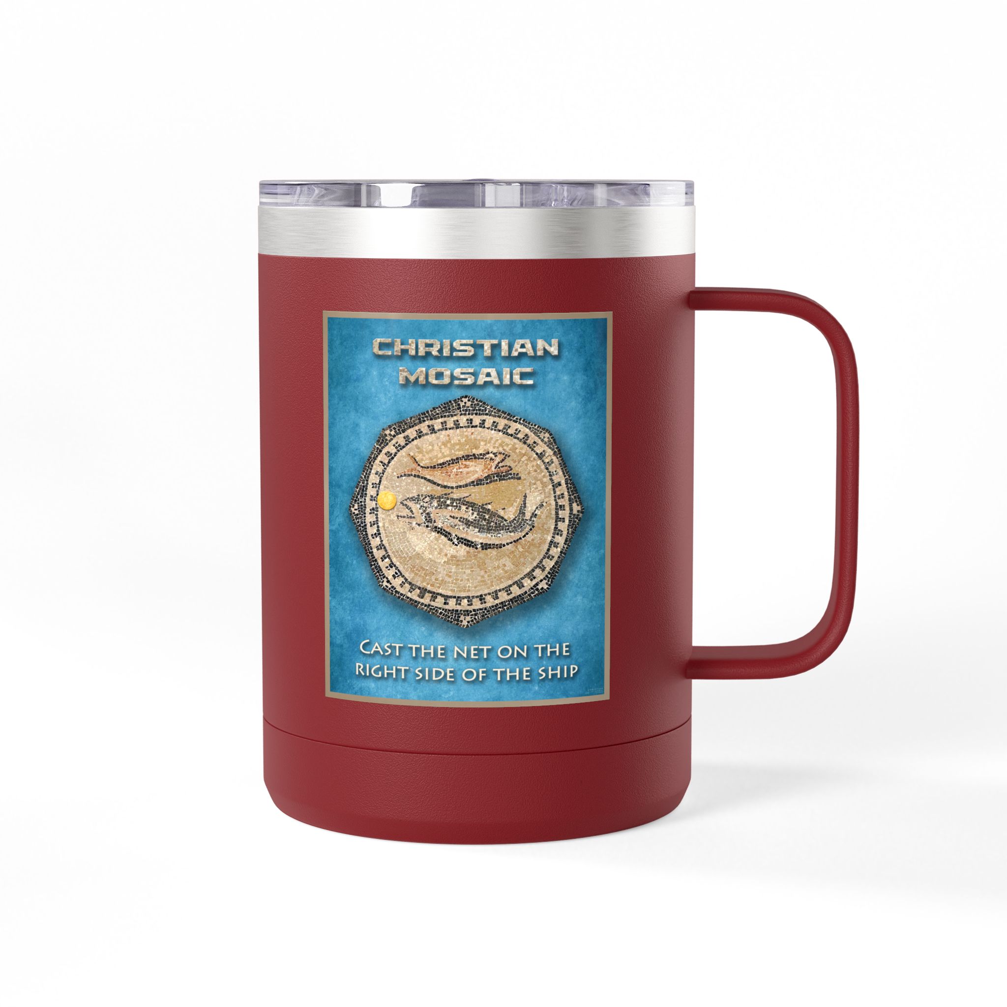 Christian Fish Historic Mosaic Travel Mug - Christian Coffee Mug 15oz 10 Christian Fish Historic Mosaic Travel Mug - Christian Coffee Mug 15oz - Image 10