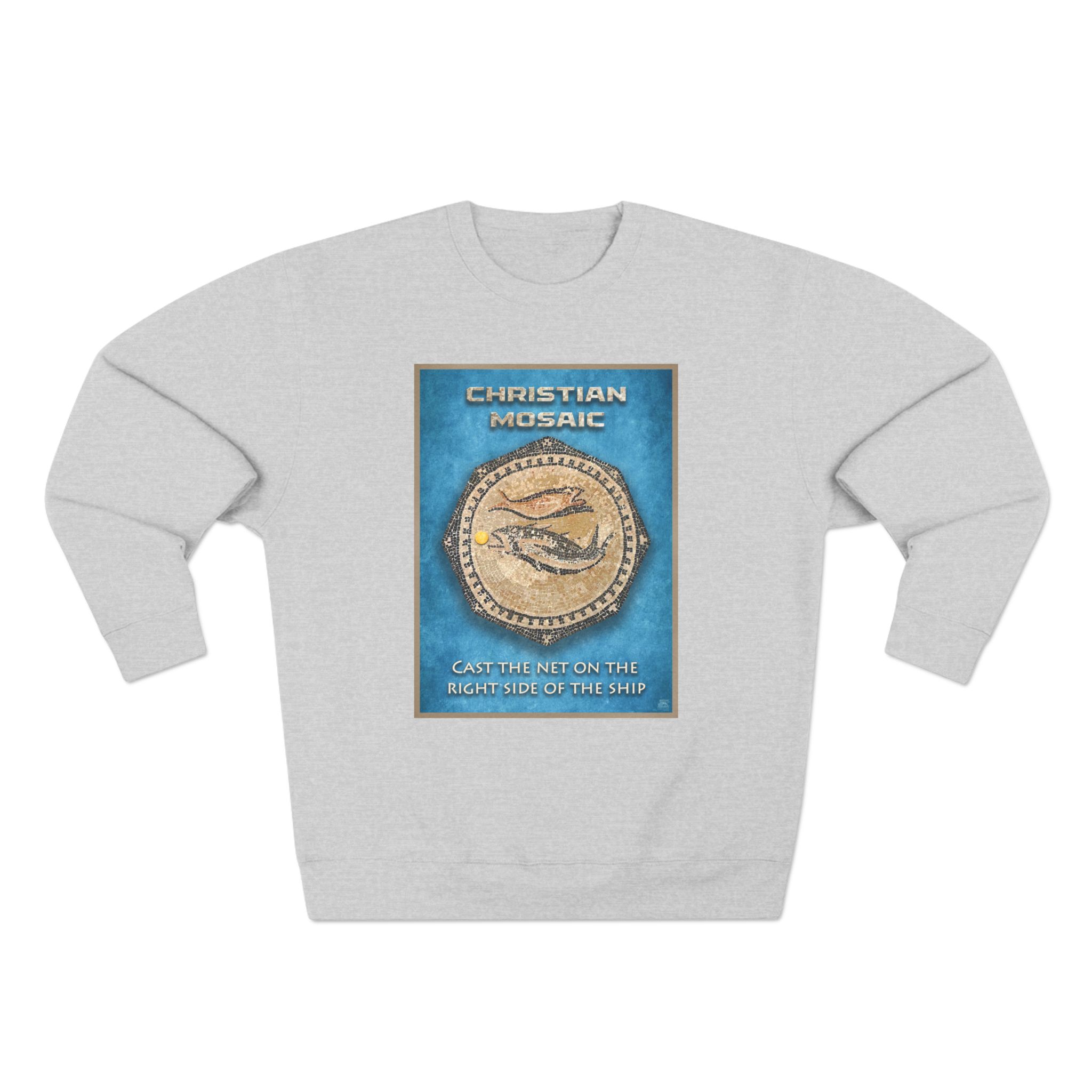 Christian Fish Blue Mosaic: Sweatshirt 1 Christian Fish Blue Mosaic: Sweatshirt